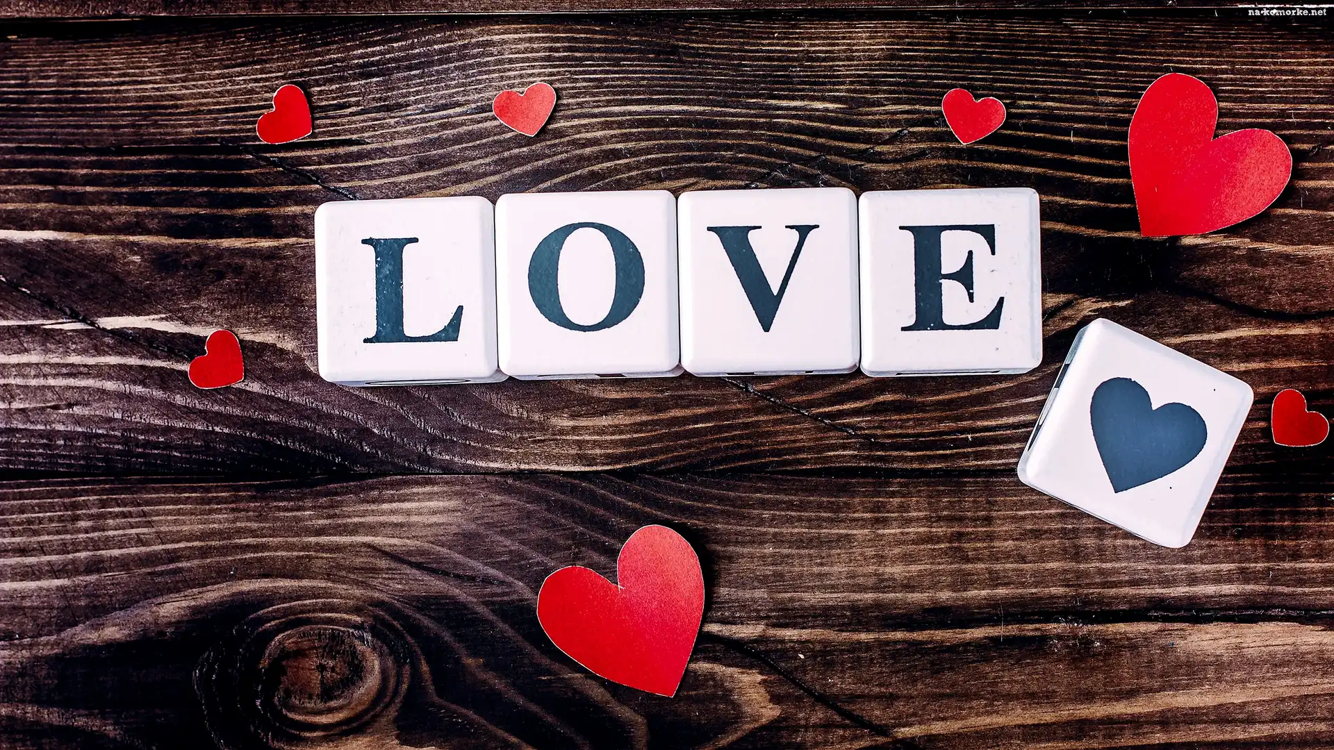 Serca, Love, Klocki, Napis