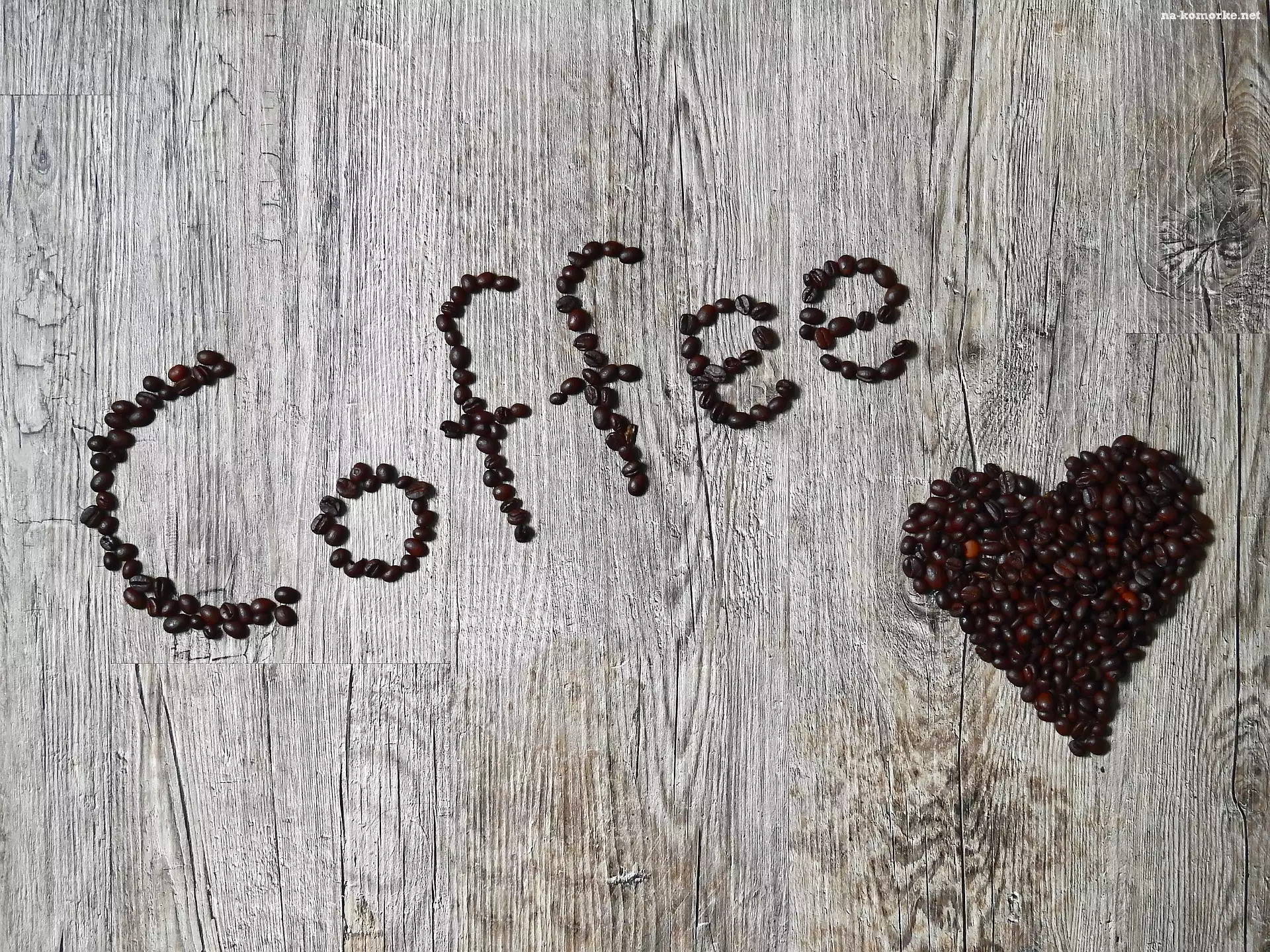 Serce, Kawa, Ziarna, Napis, Coffee