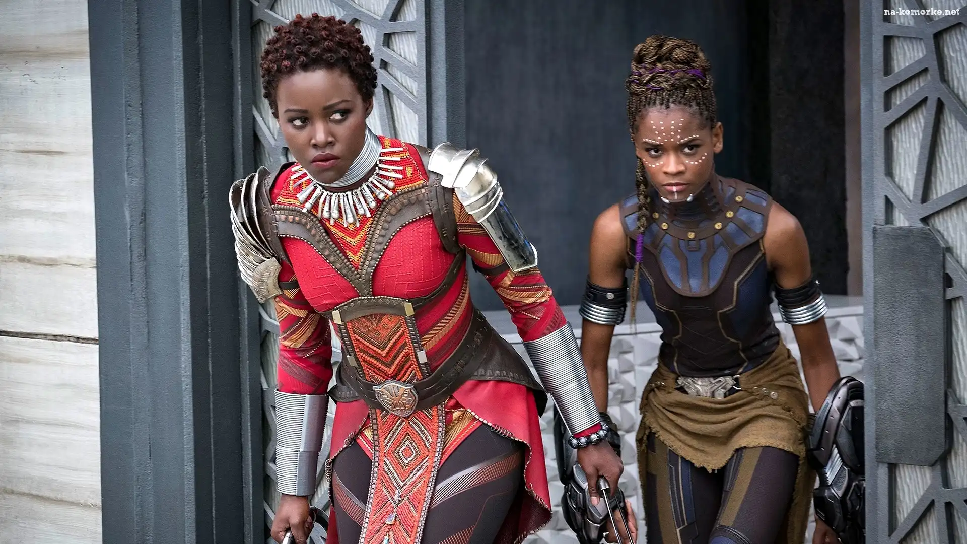 Letitia Wright - Shuri, Film, Black Panther, Czarna pantera, Lupita Nyongo - Nakia
