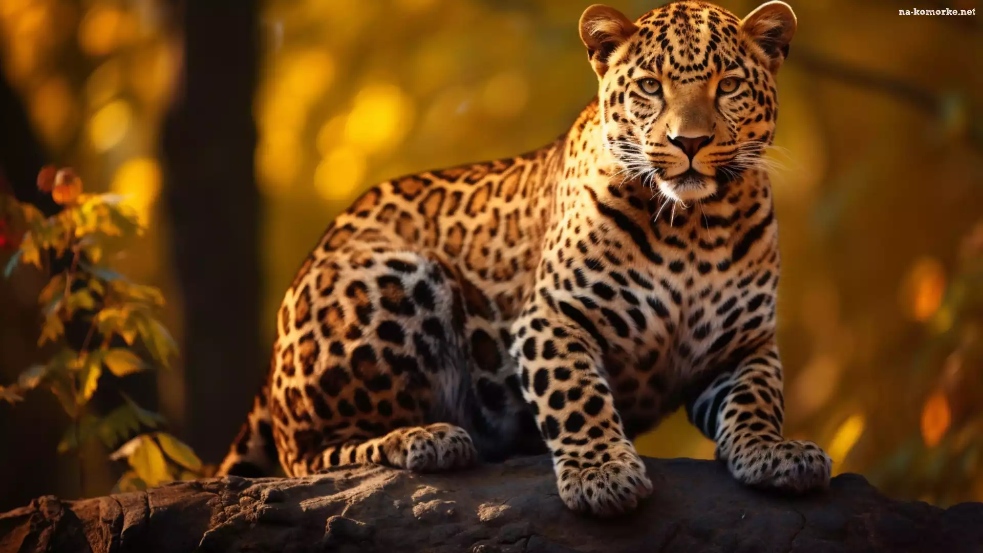 Spojrzenie, Liście, Jaguar, Siedzący