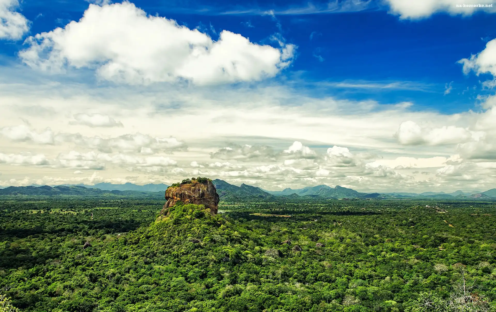 Lasy, Sigirija, Sri Lanka, Chmury, Skała, Góry
