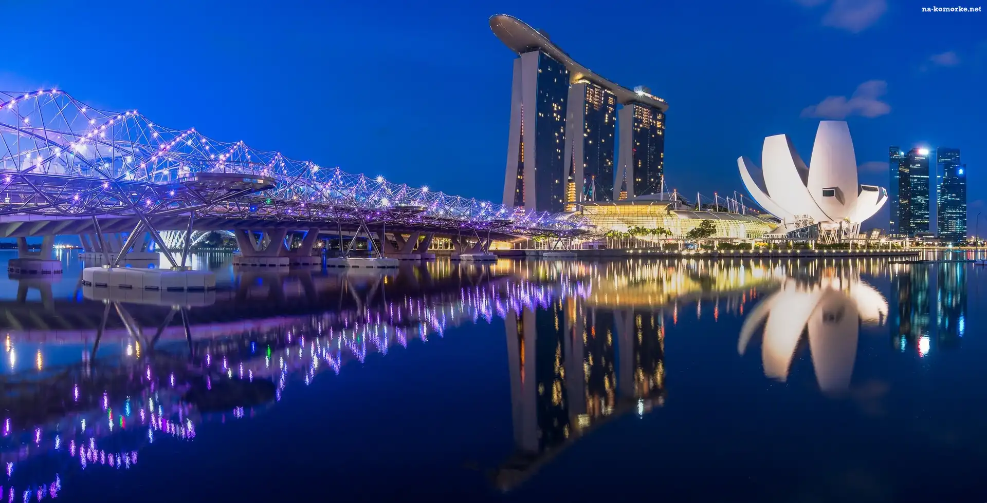 Singapur, Marina Bay Sands, Most, Noc
