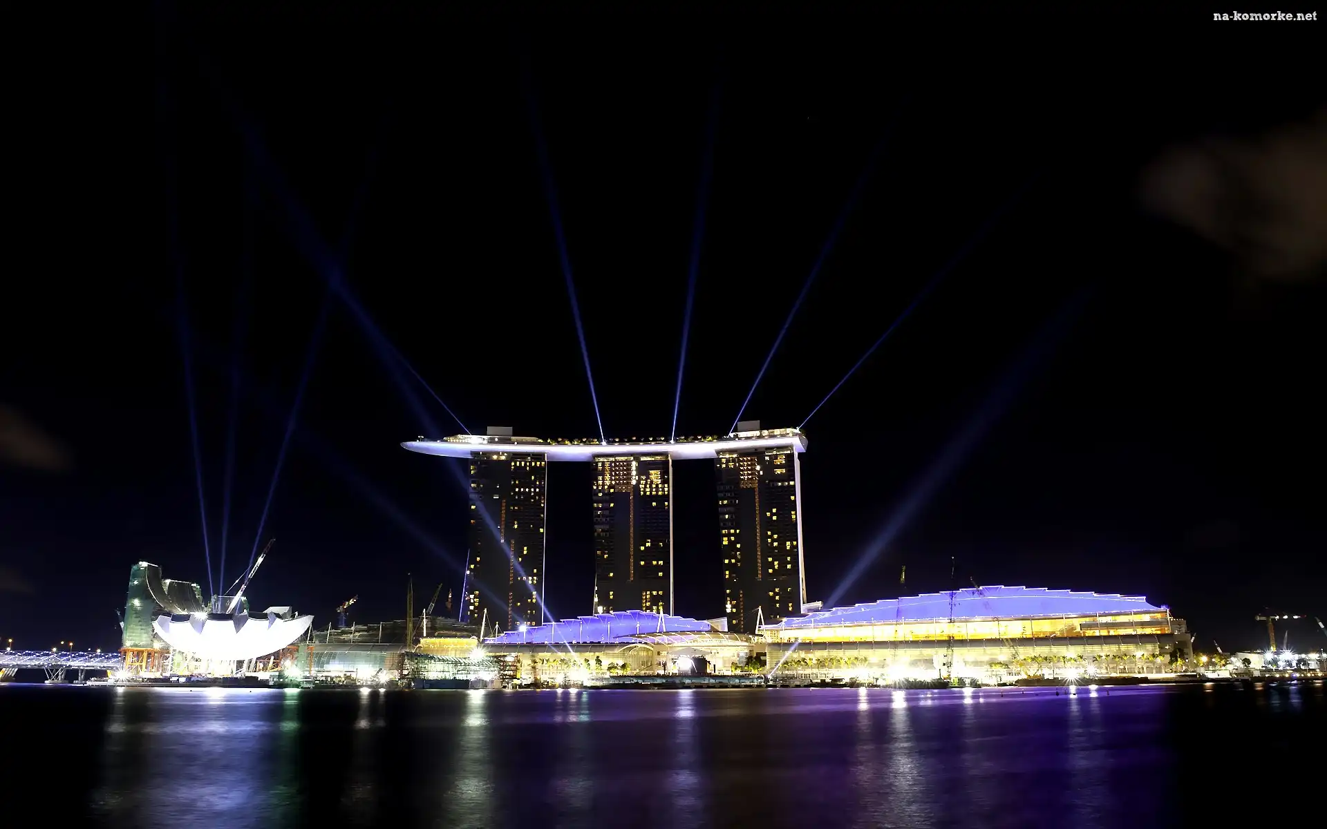 Singapur, Nocą, Marina Bay Sands, Panorama