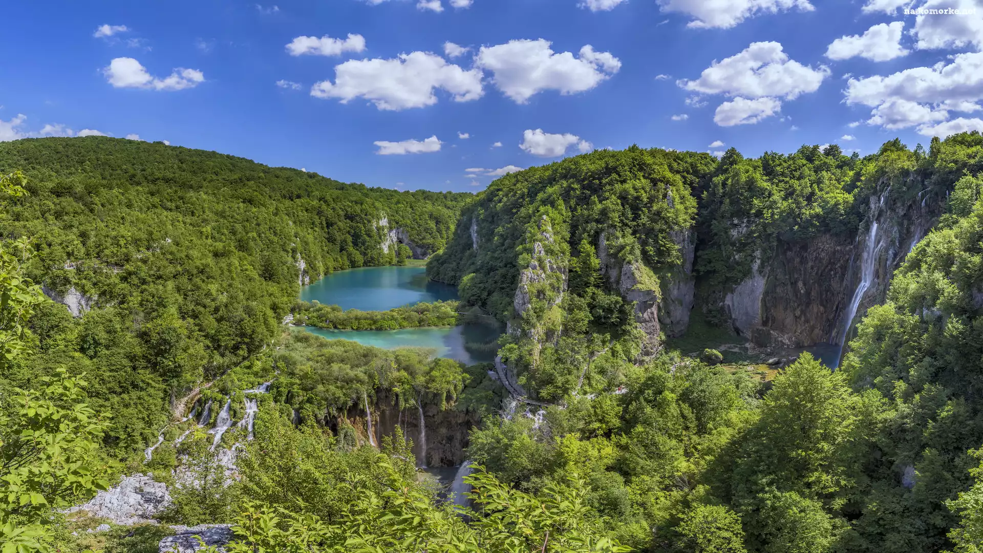 Chorwacja, Roślinność, Park Narodowy Jezior Plitwickich, Wodospady, Jeziora, Drzewa, Skały