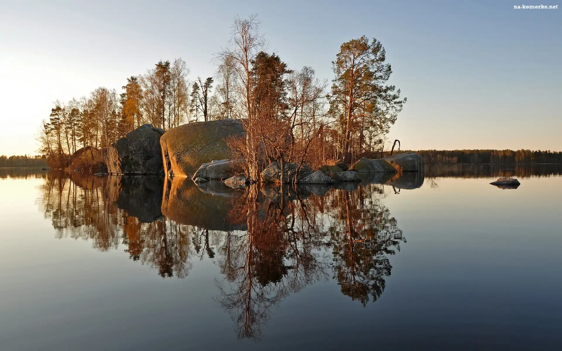 Jezioro, Skały, Drzewa