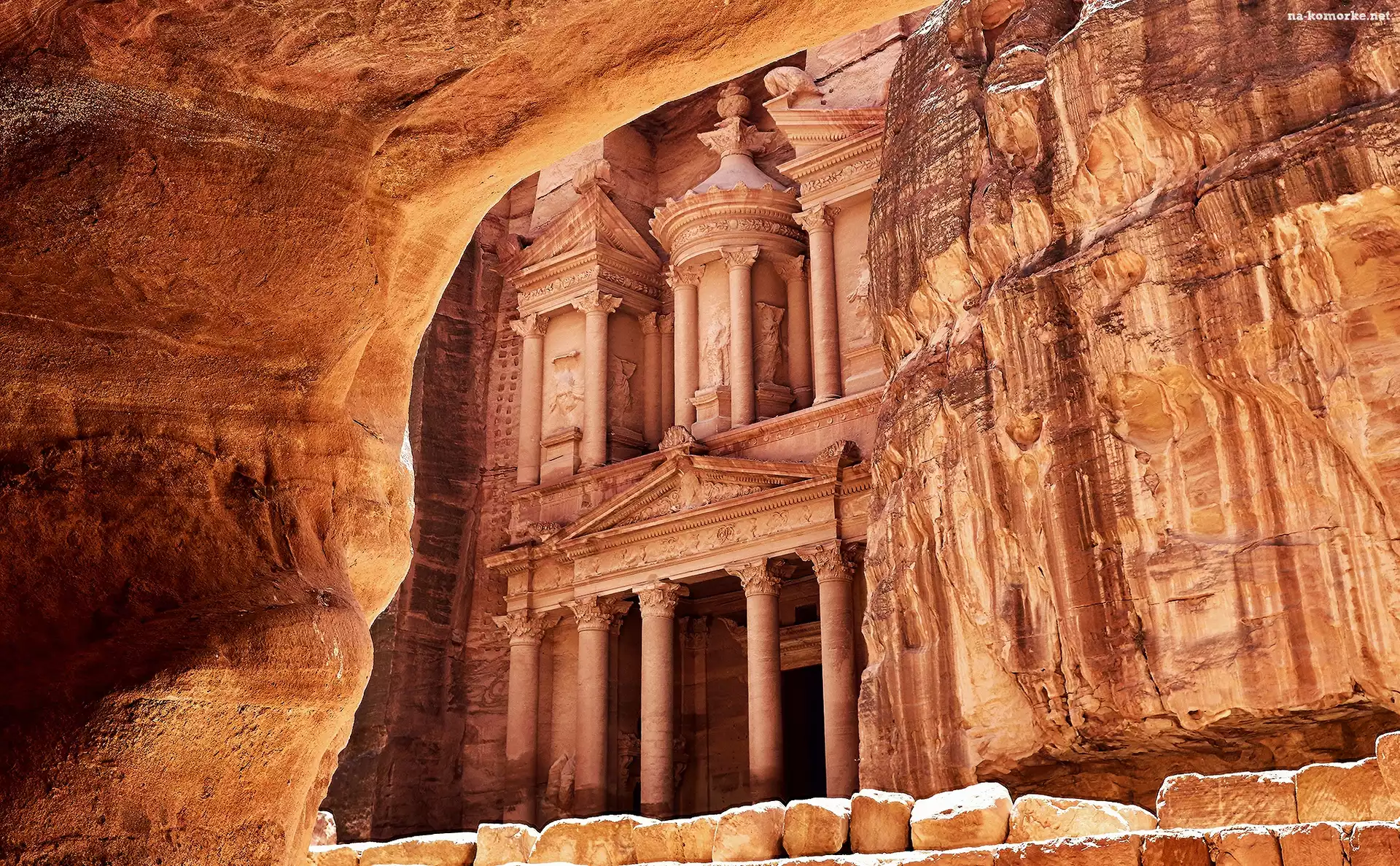 Skarbiec Faraona Al-Chazna, Jordania, Budowla, Skały, Ruiny, Petra
