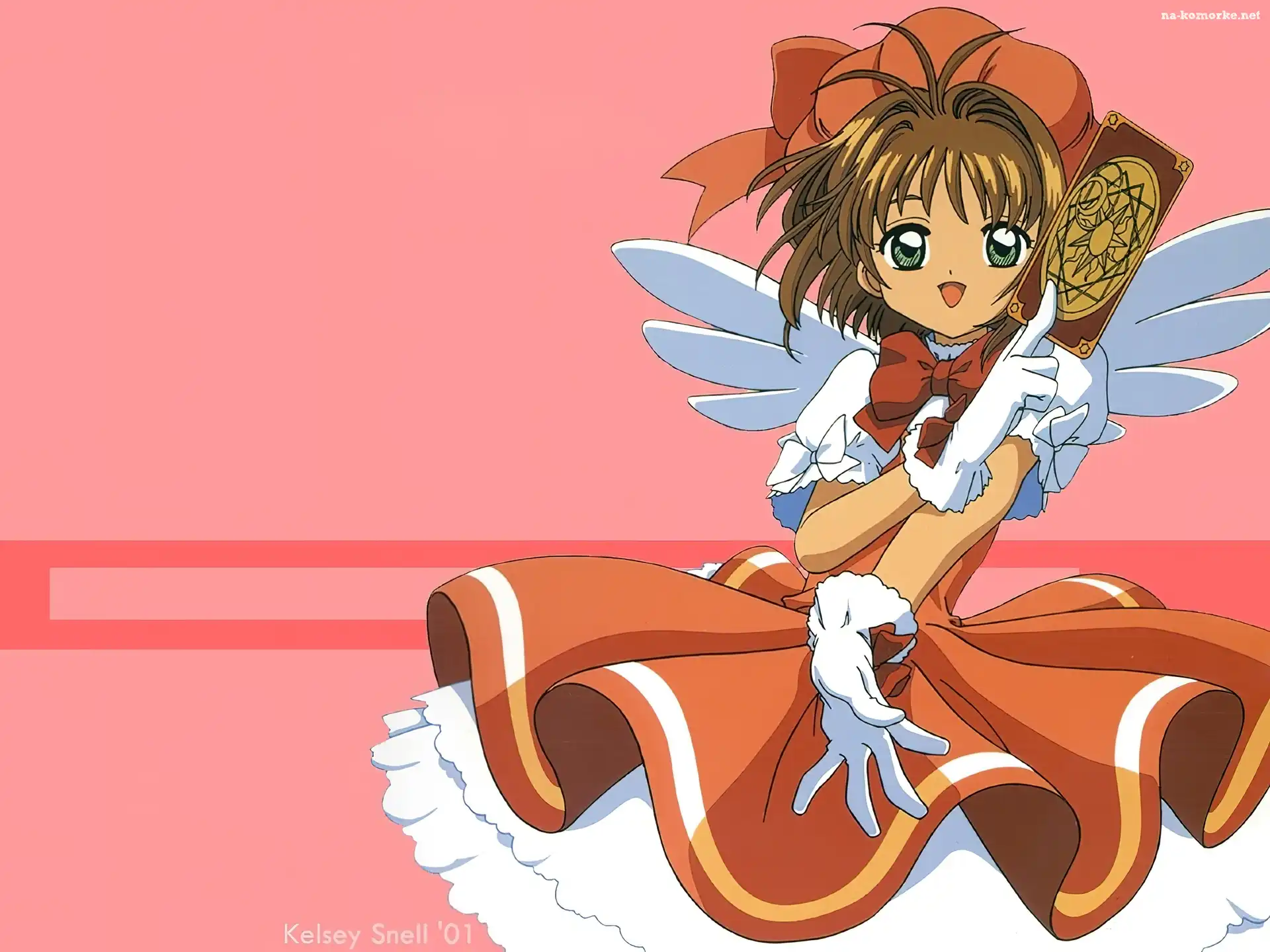 skrzydła, Cardcaptor Sakura, kobieta, karta, sukienka