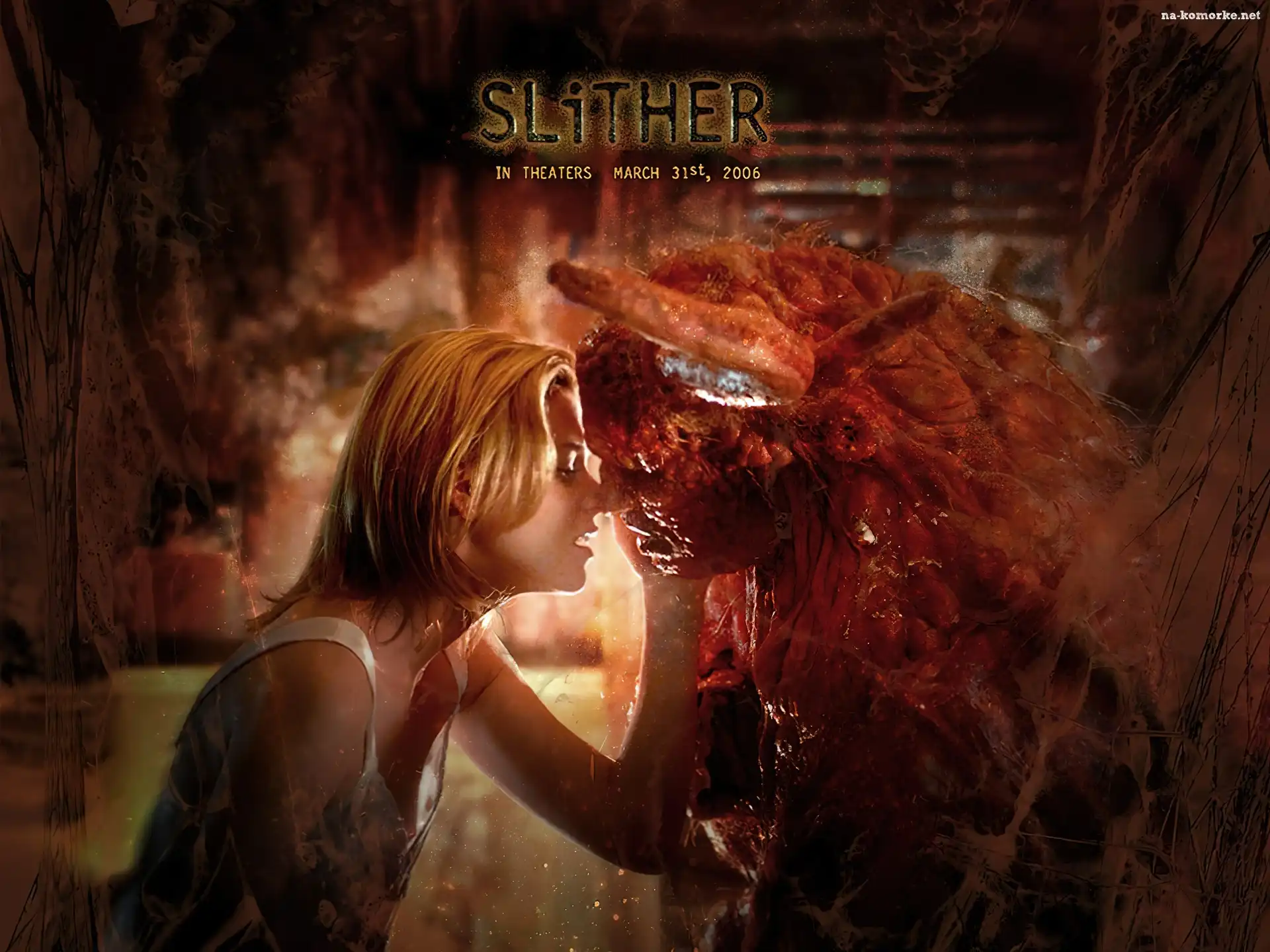 Slither, pocałunek, potwór, kobieta