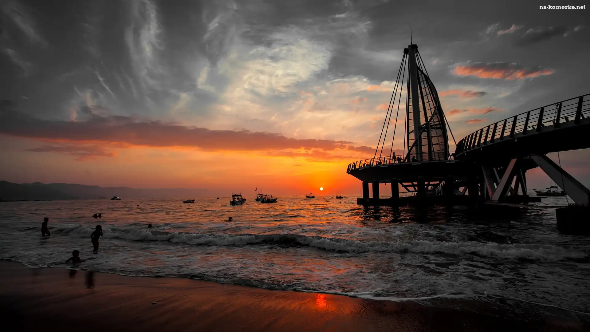 Słońca, Puerto, Vallarta, Meksyk, Zachód