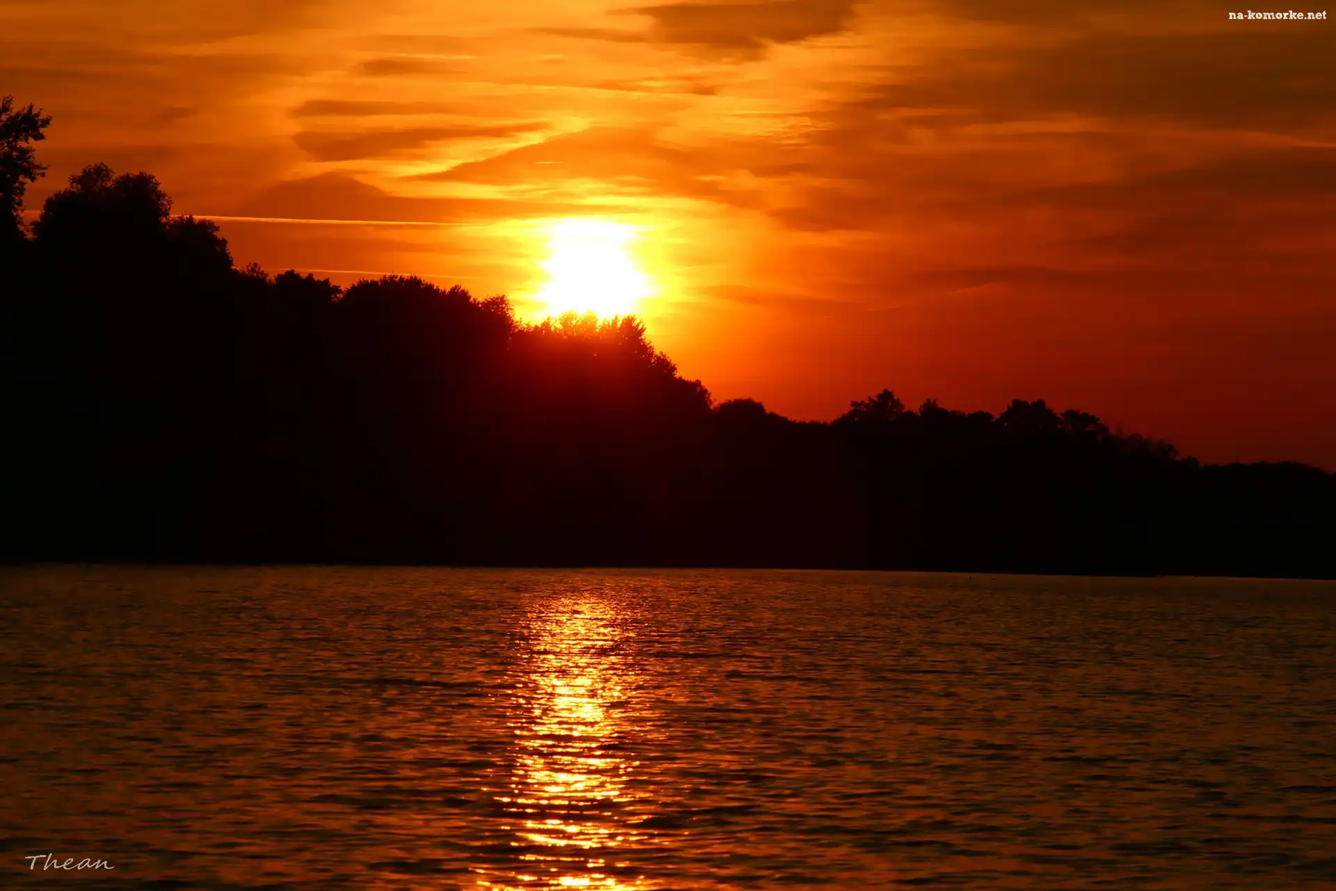Zachód, Słońca, Jezioro