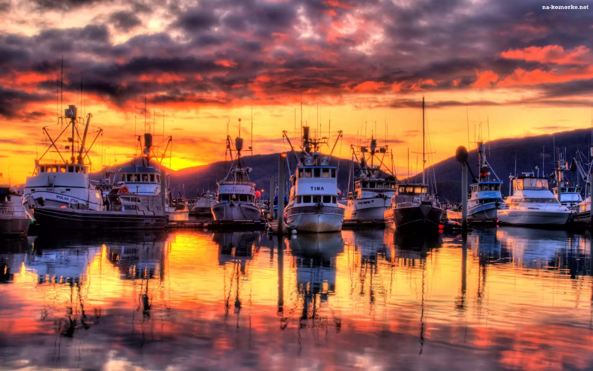 Słońce, Statki, Port, Marina, Zachodzące
