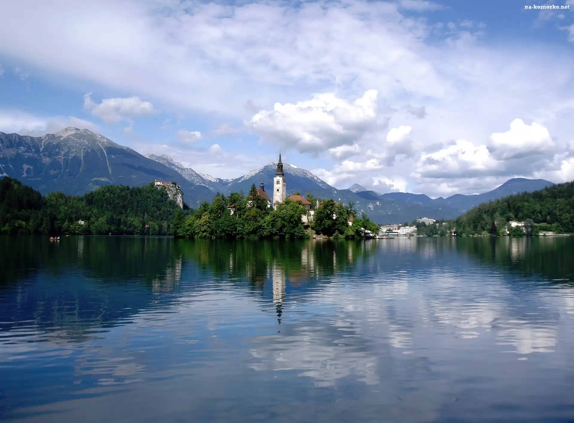 Słowenia, Kóściół, Góry, Jezioro, Bled