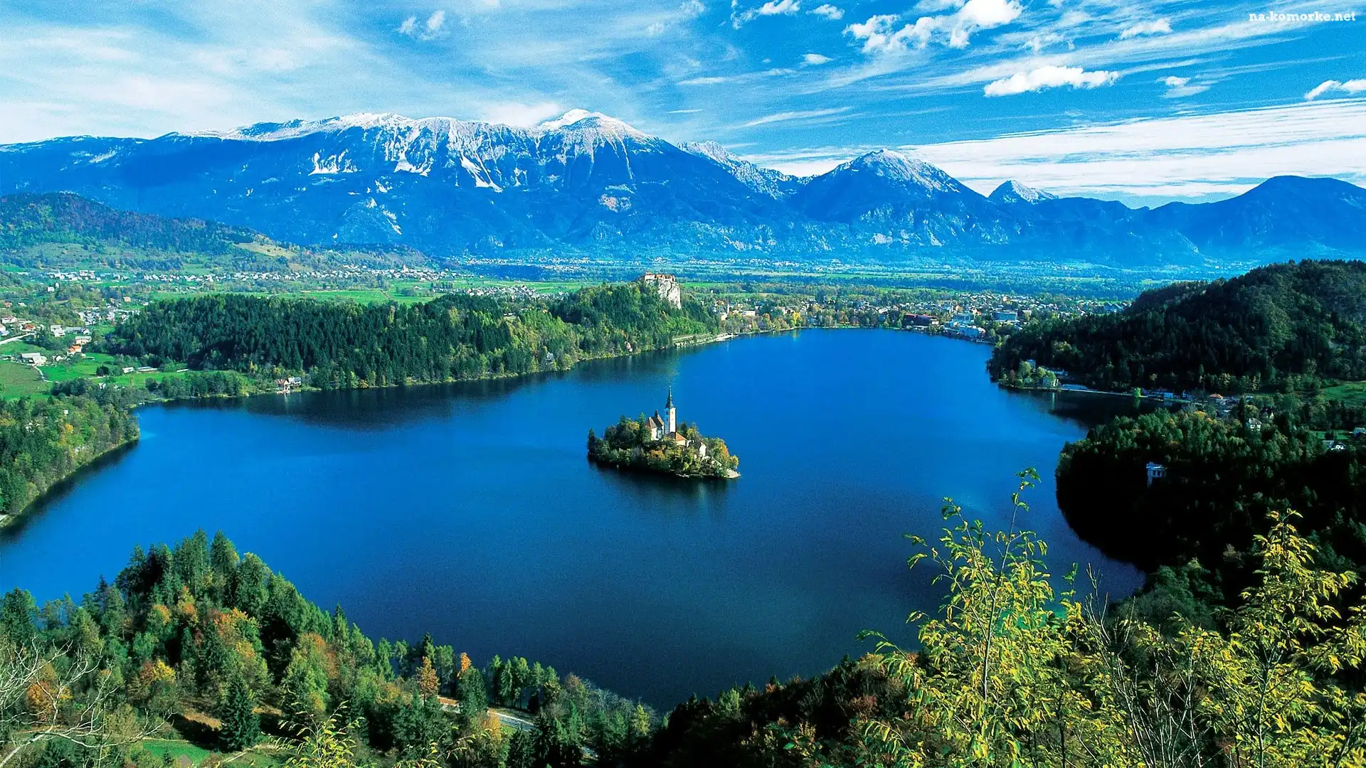 Słowenia, Jezioro, Bled, Wysepka, Góry