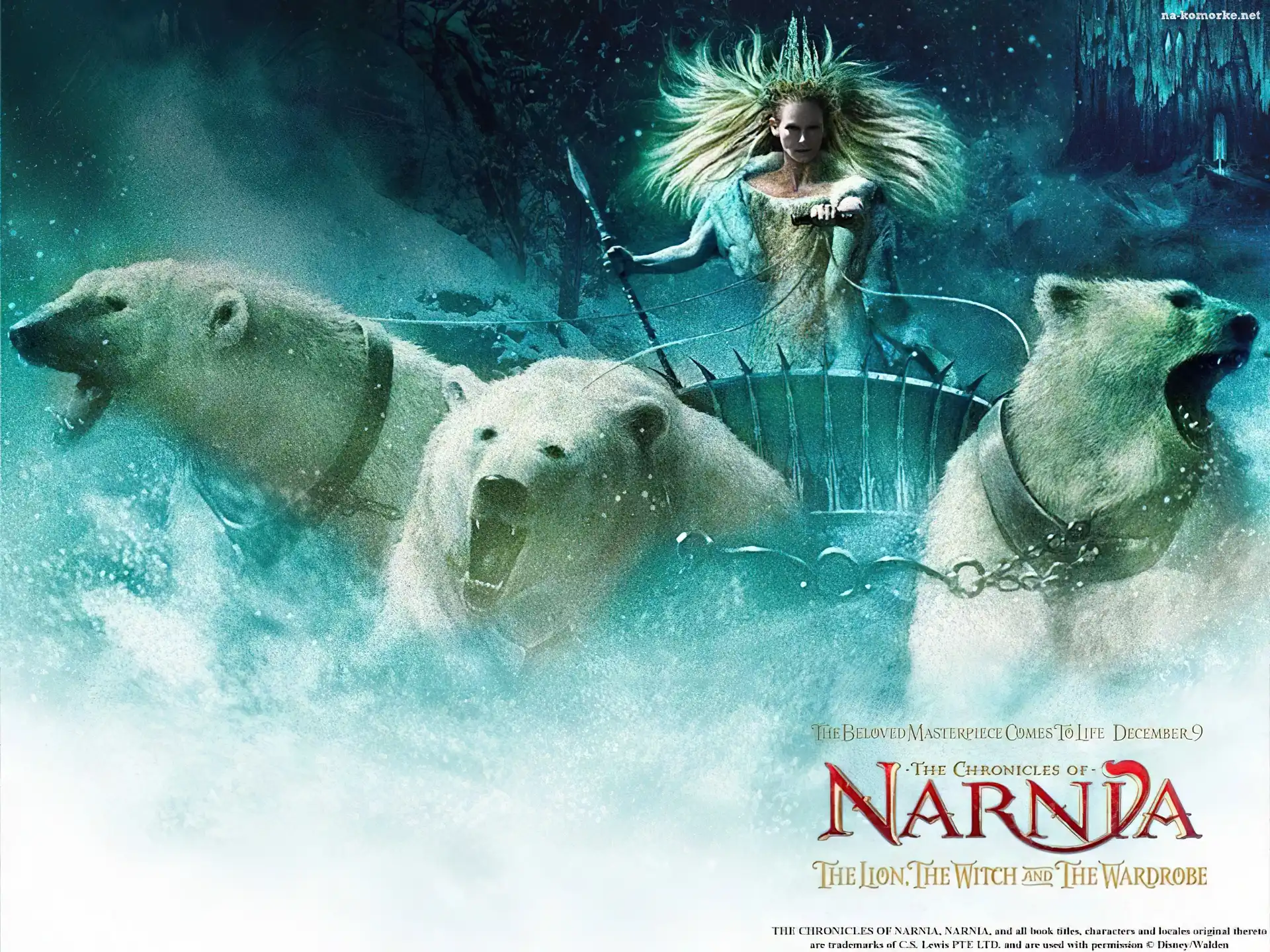 powóz, The Chronicles Of Narnia, królowa śniegu, niedźwiedzie, śnieg