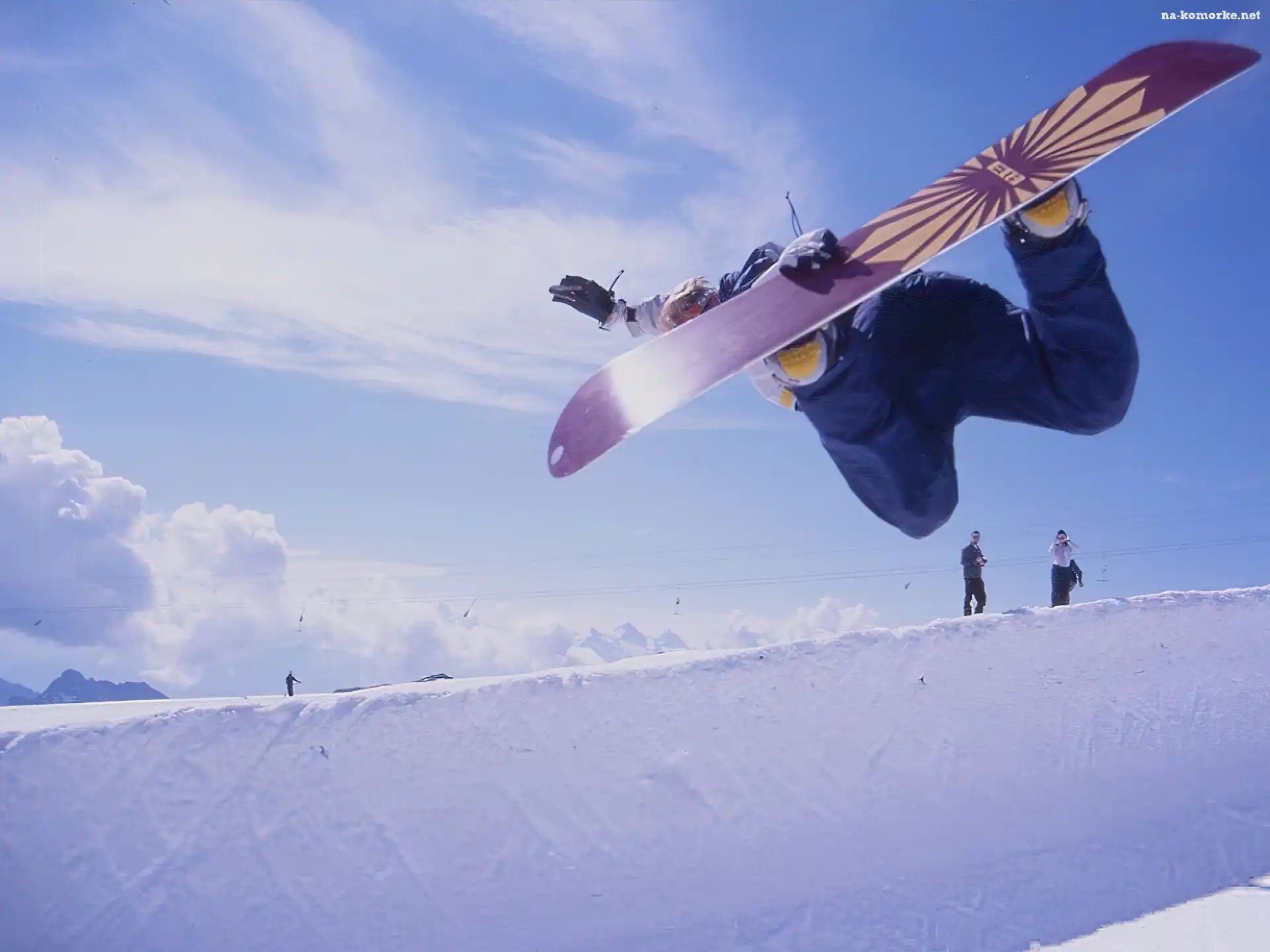 Snowbording, śnieg, deska, snowboardzista
