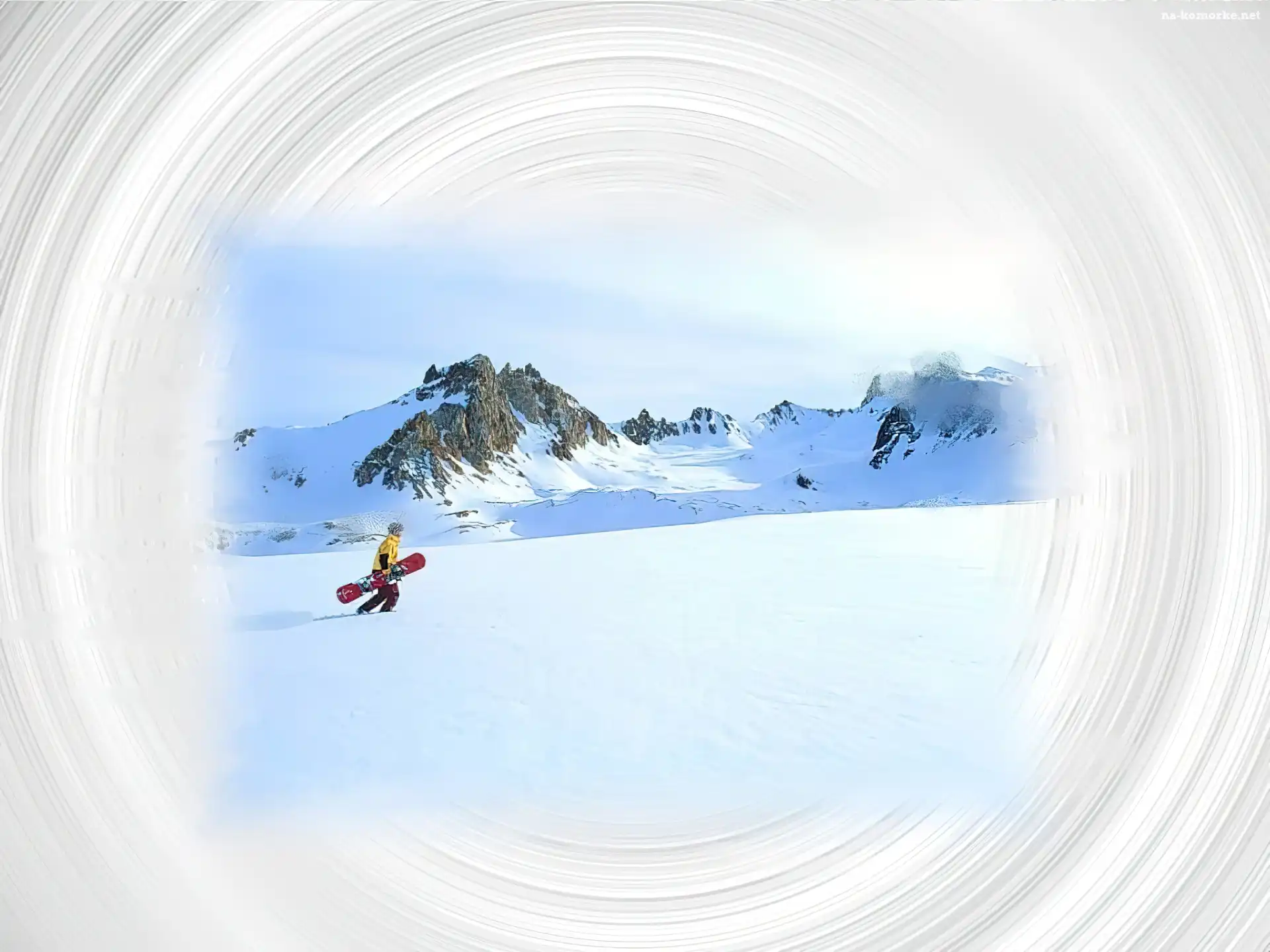 Snowbording, śnieg, deska, snowboardzista