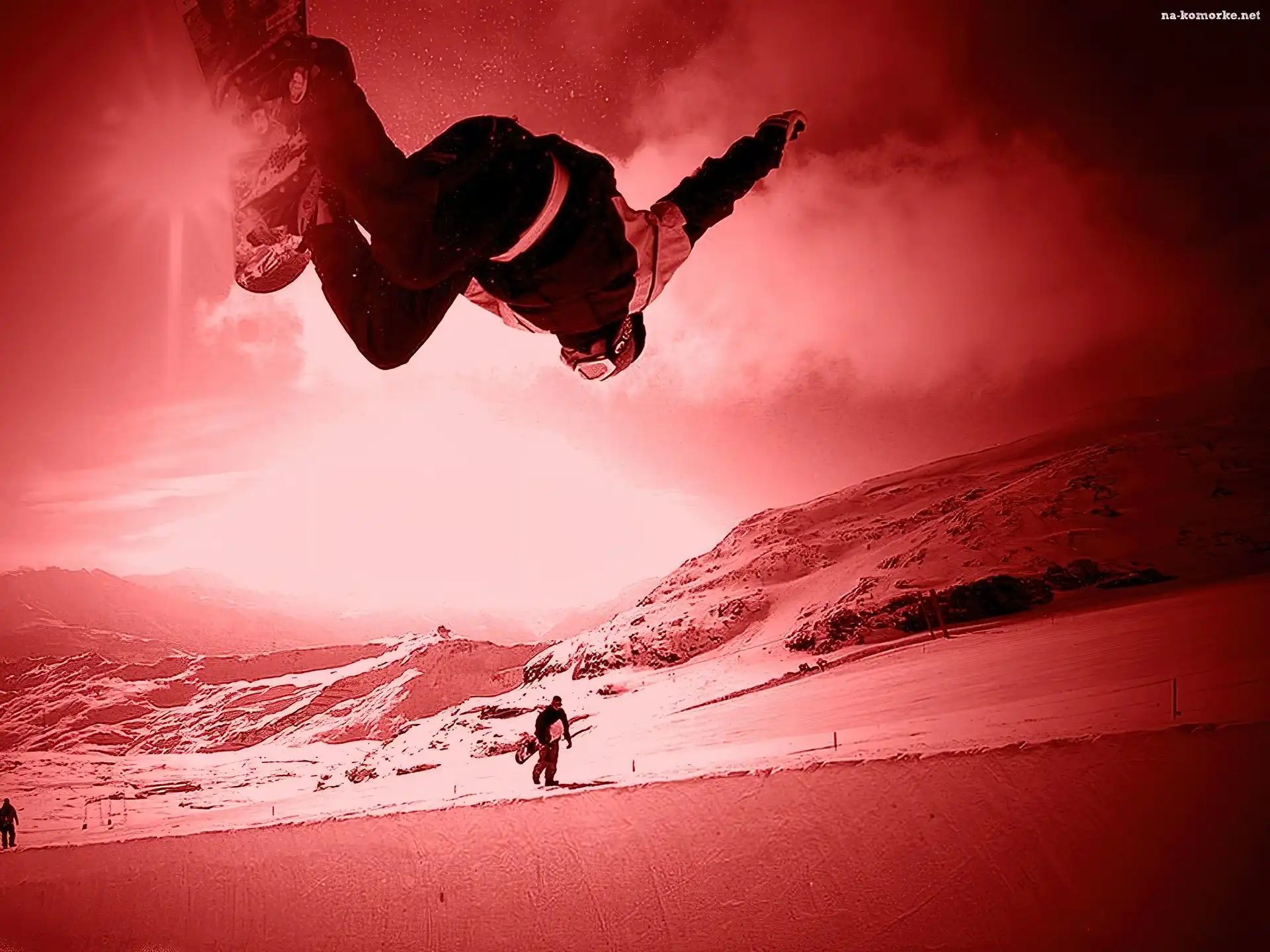 Snowbording, śnieg, deska, snowboardzista