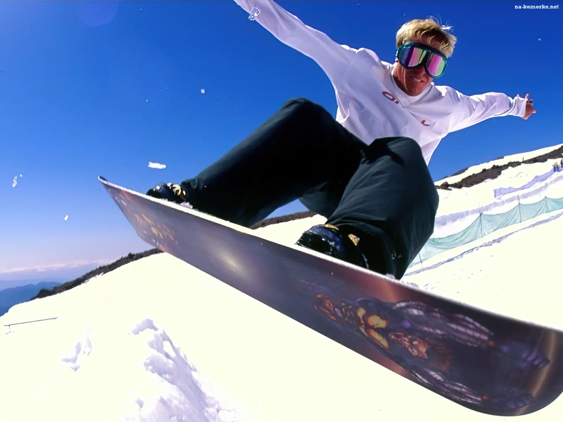 Snowbording, snowboardzista, deska , śnieg