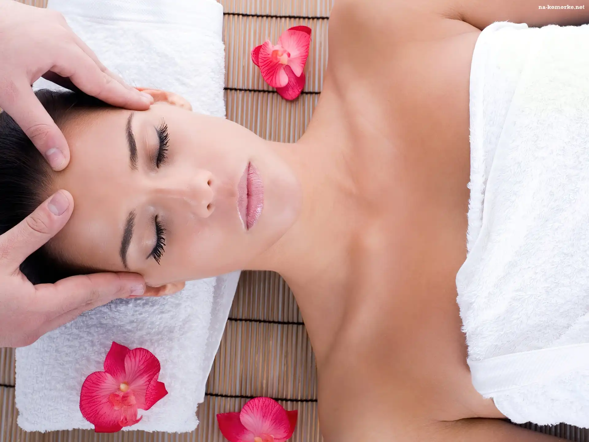 Spa, Kobieta, Dłonie, Kwiaty, Studio