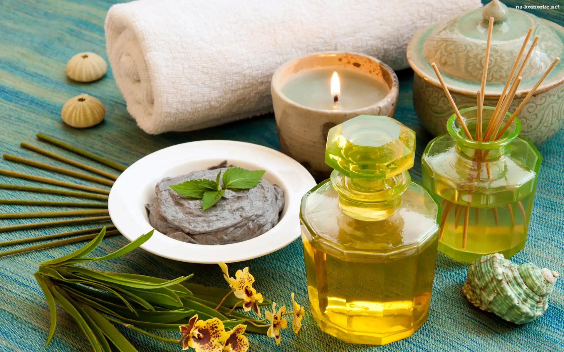 SPA, Ręcznik, Olejek, Świeczka