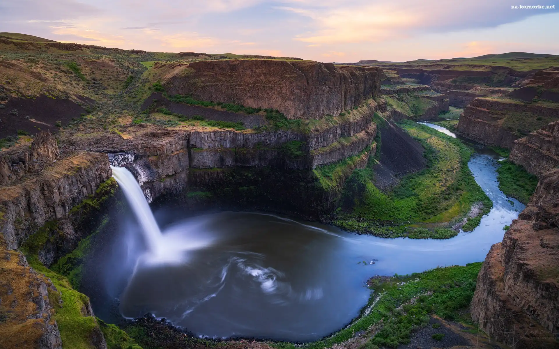 Stan Waszyngton, Rzeka, Skały, Stany Zjednoczone, Wodospad Palouse, Palouse River
