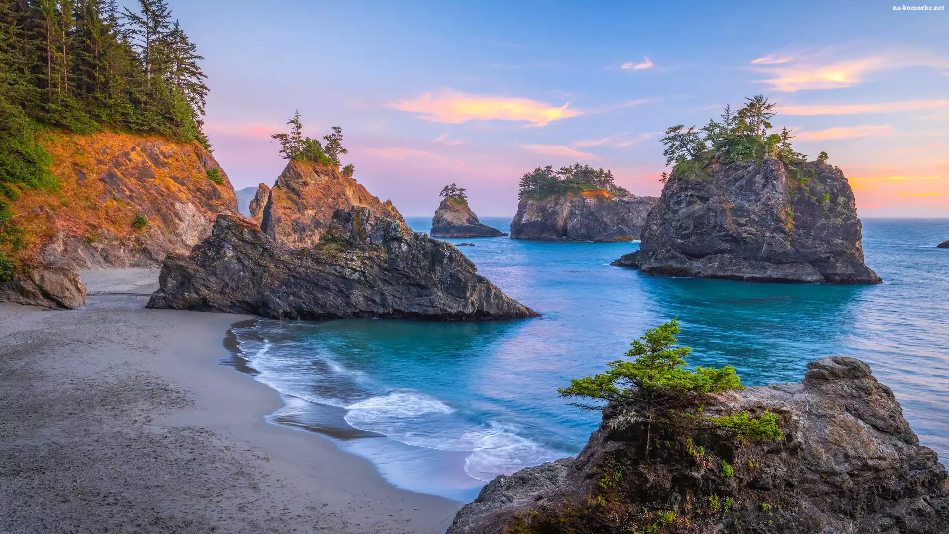 Plaża, Oregon, Park stanowy, Morze, Samuel H Boardman, Stany Zjednoczone, Secret Beach, Skały