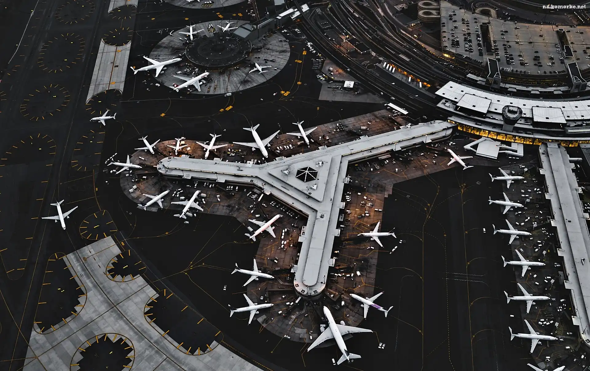 Stany Zjednoczone, Samoloty, Newark, Z Lotu ptaka, Stan New Jersey, Port lotniczy Newark-Liberty, Lotnisko, Hangary