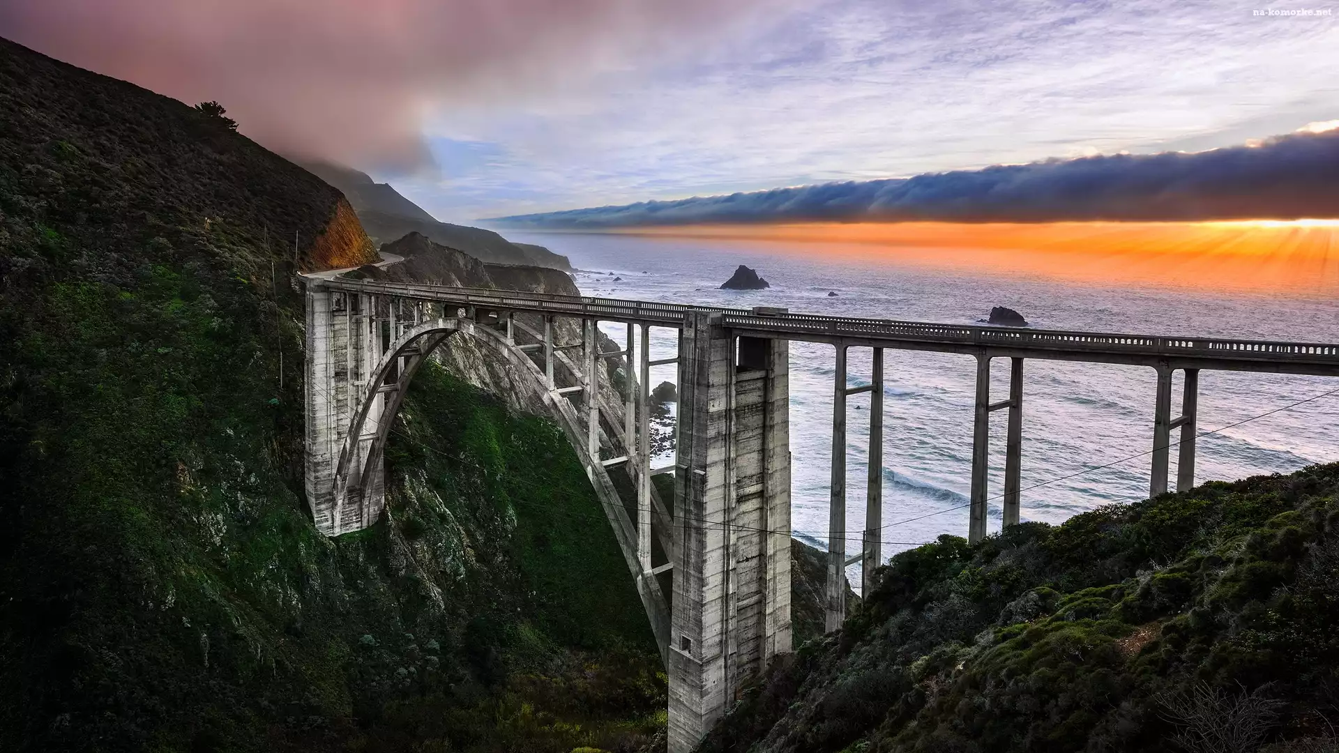 Most Bixby Creek, Stan Kalifornia, Stany Zjednoczone, Rzeka, Region Big Sur, Góry