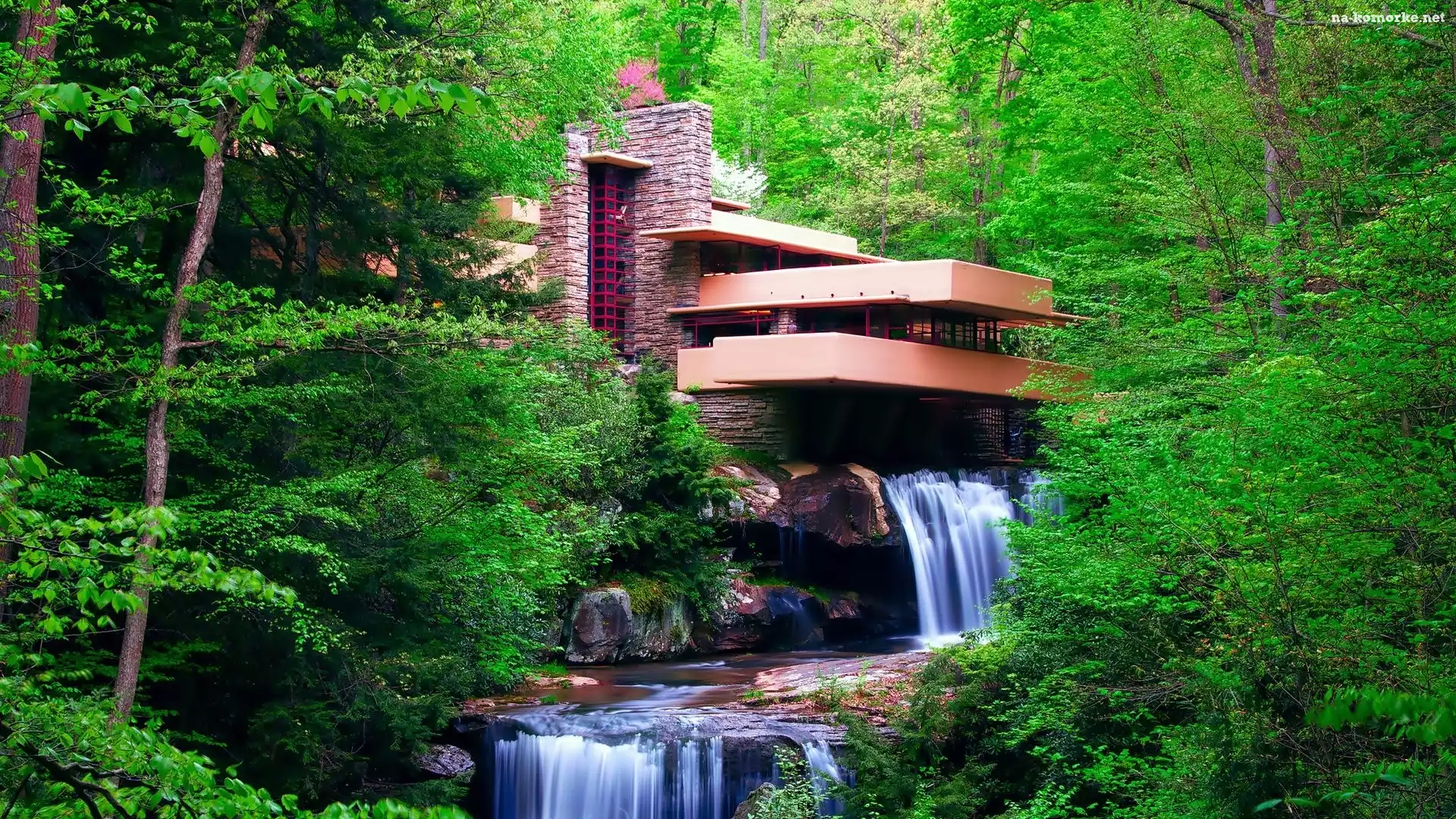 Fallingwater, Dom, Wright, Frank, Pensylwania, Wodospad, Zjednoczone, Lloyd, Stany