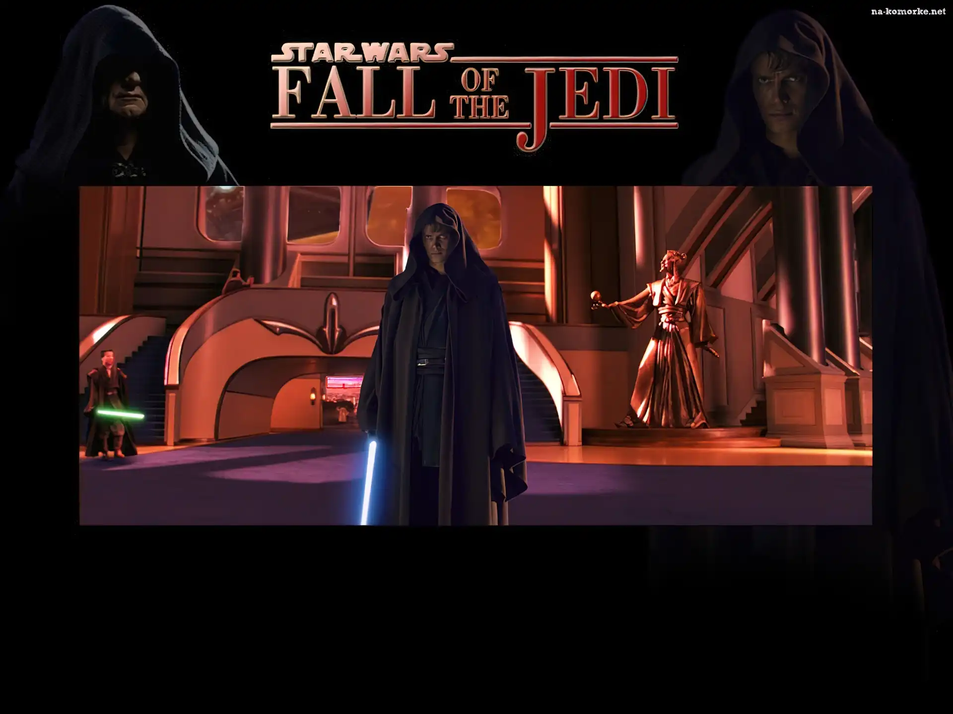schody, Star Wars, Hayden Christensen, płaszcz, laser