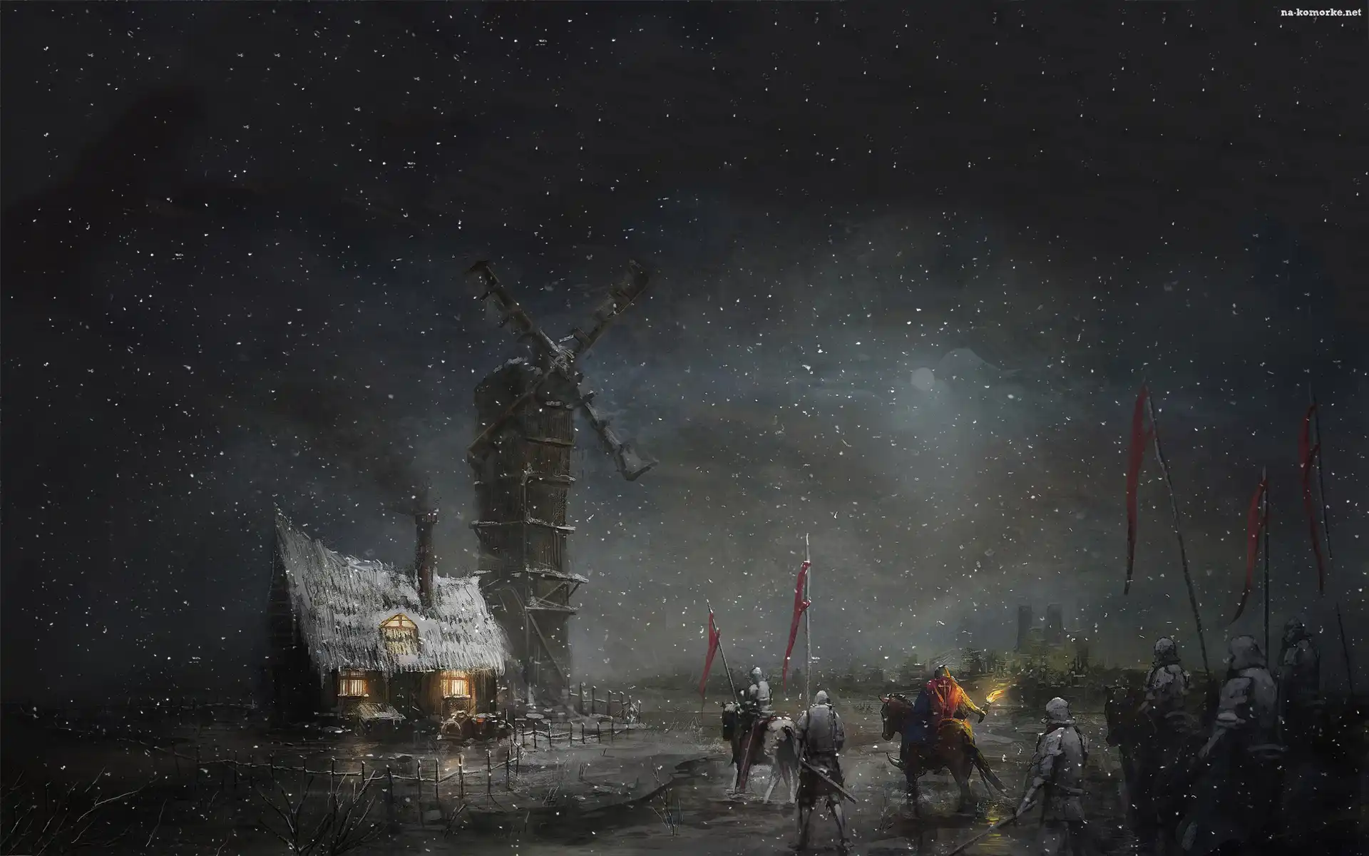 Stary Młyn, Art, Rycerze, Noc