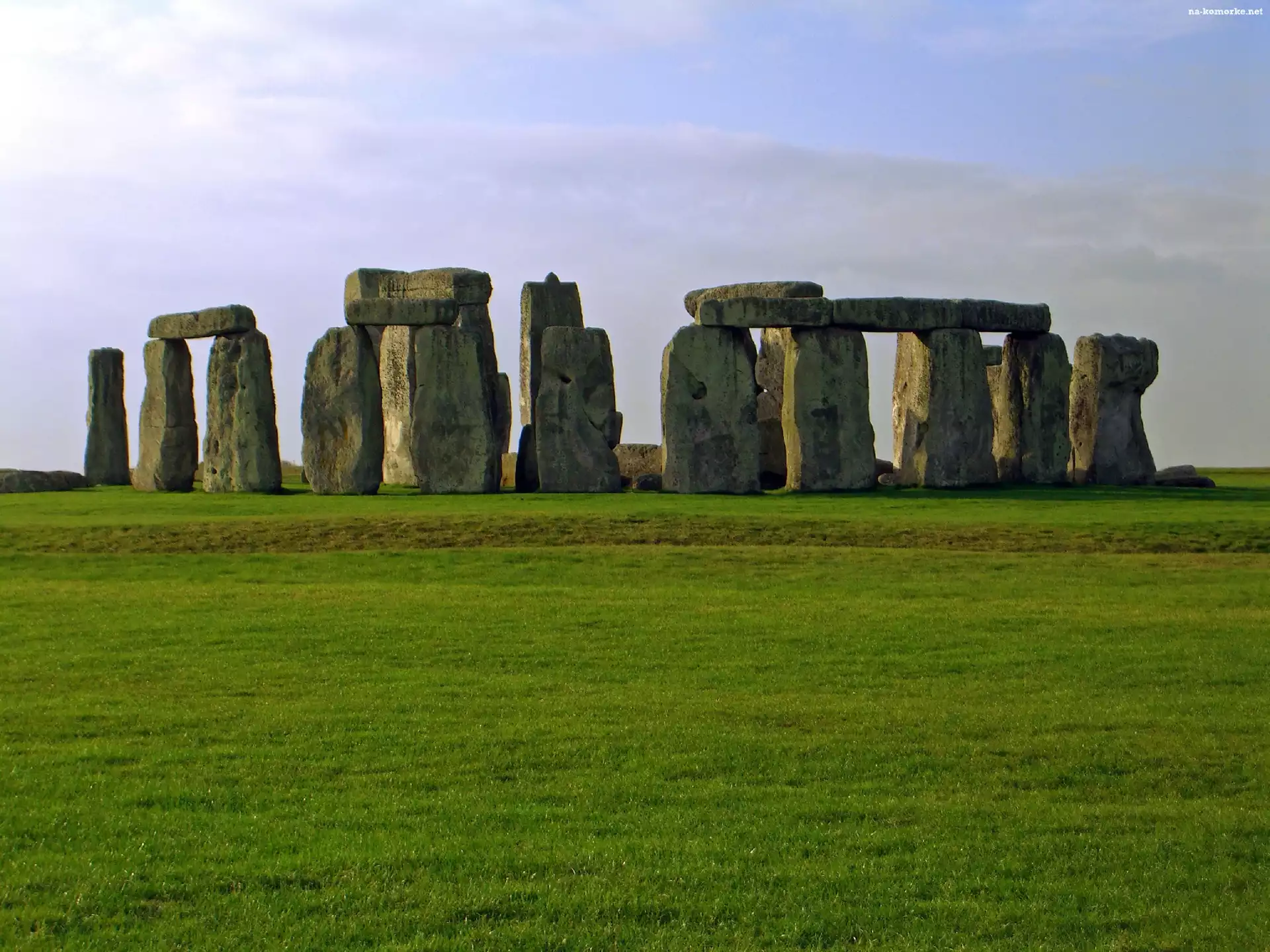 Stonehenge, Niebo, Trawa, Kamienie
