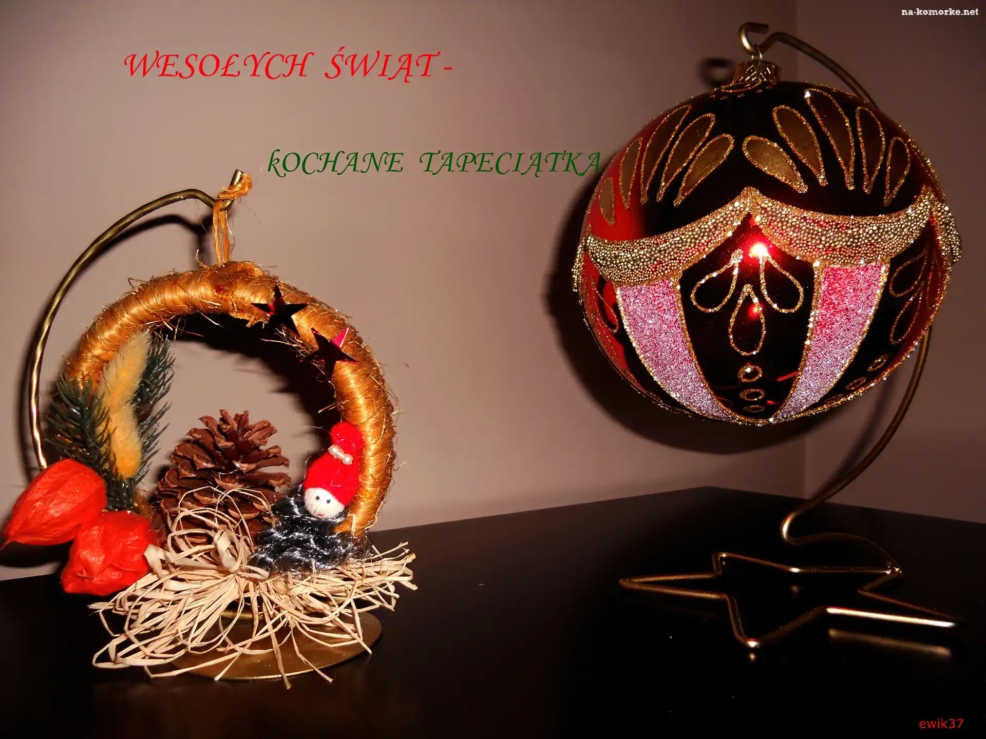 Świąteczny, Życzenia, Stroik, Bombka