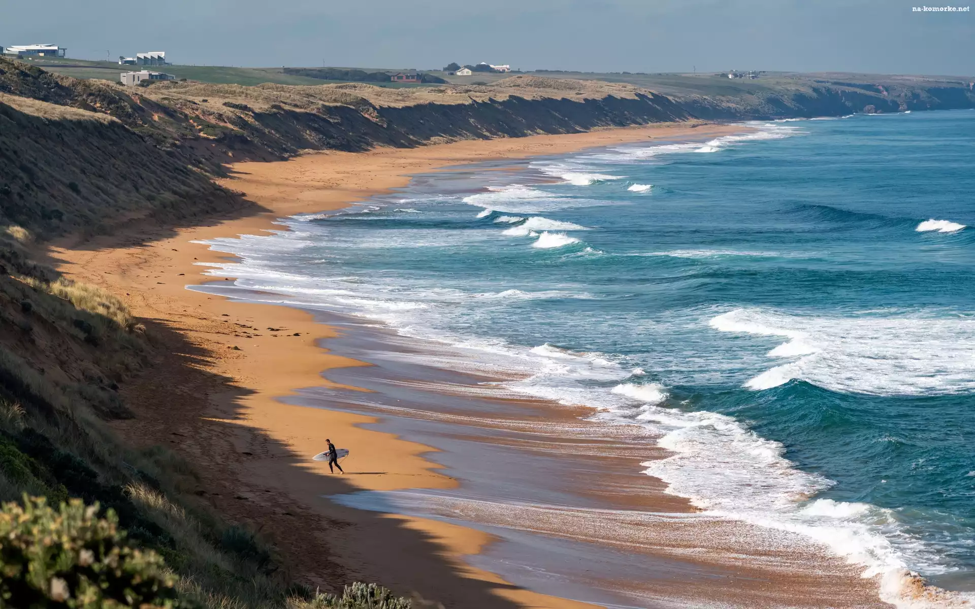 Surfer, Wybrzeże, Plaża, Morze, Fale