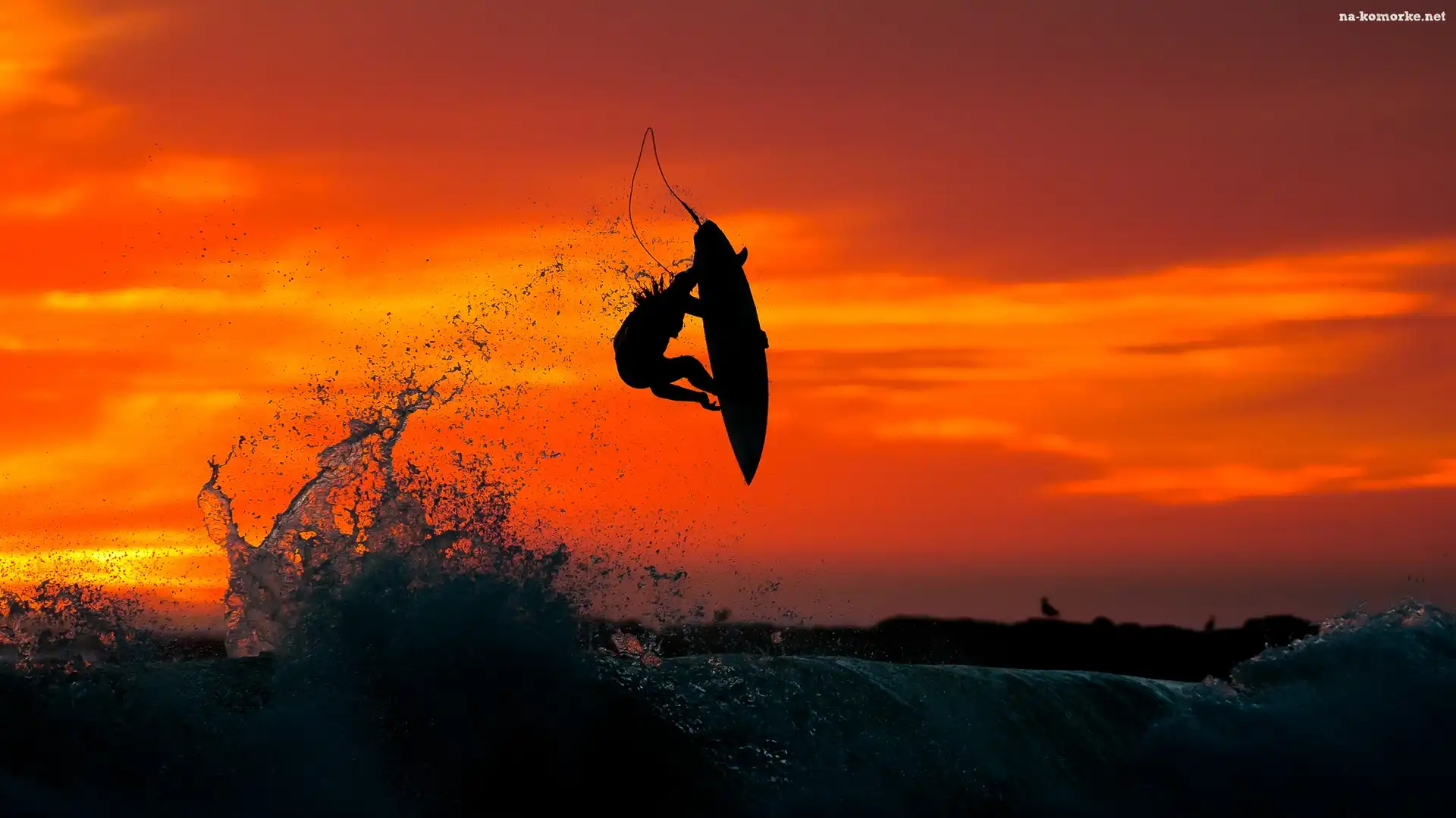 Surfing, Zachód, Słońca, Morze, Mężczyzna