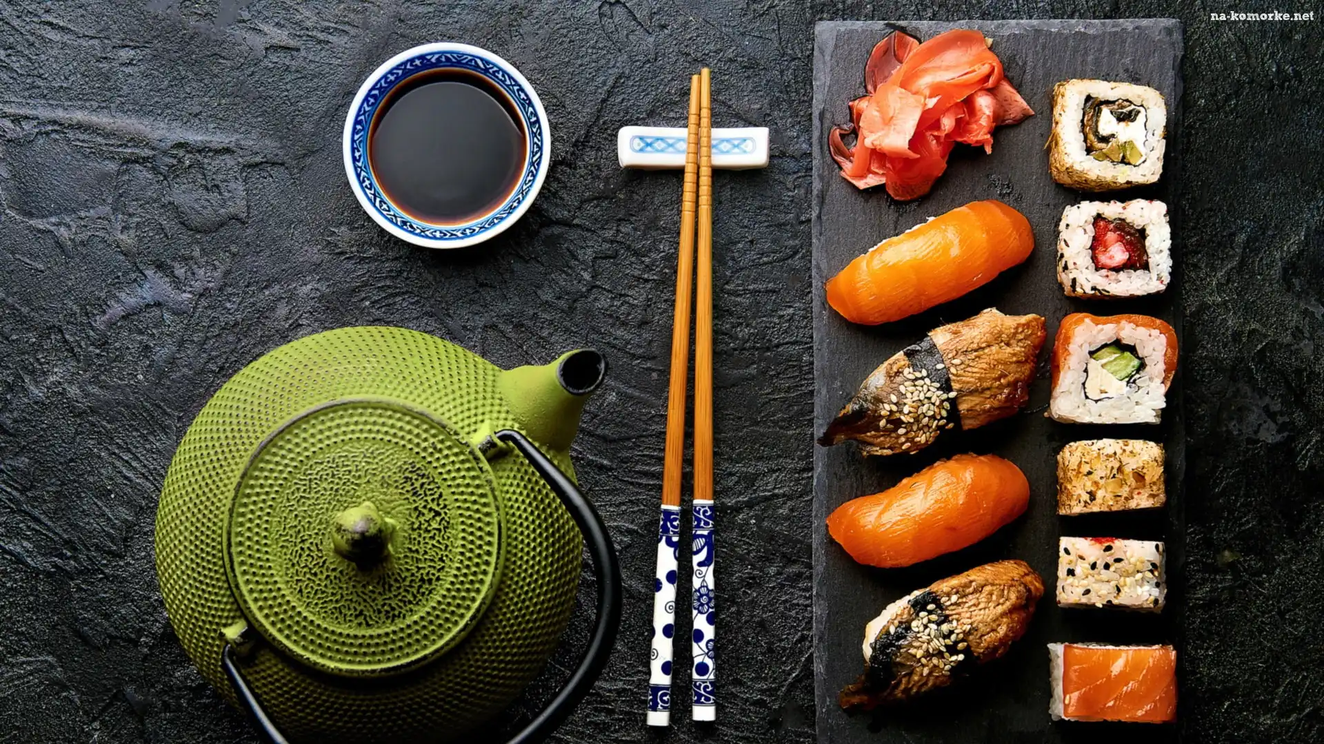 Sushi, Czajnik, Łosoś, Pałeczki