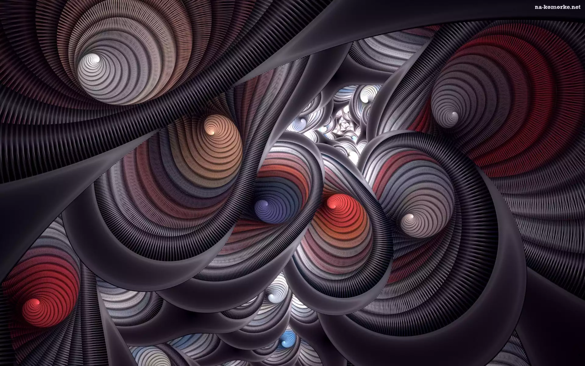 Szare, Grafika, Spirale, Abstrakcja