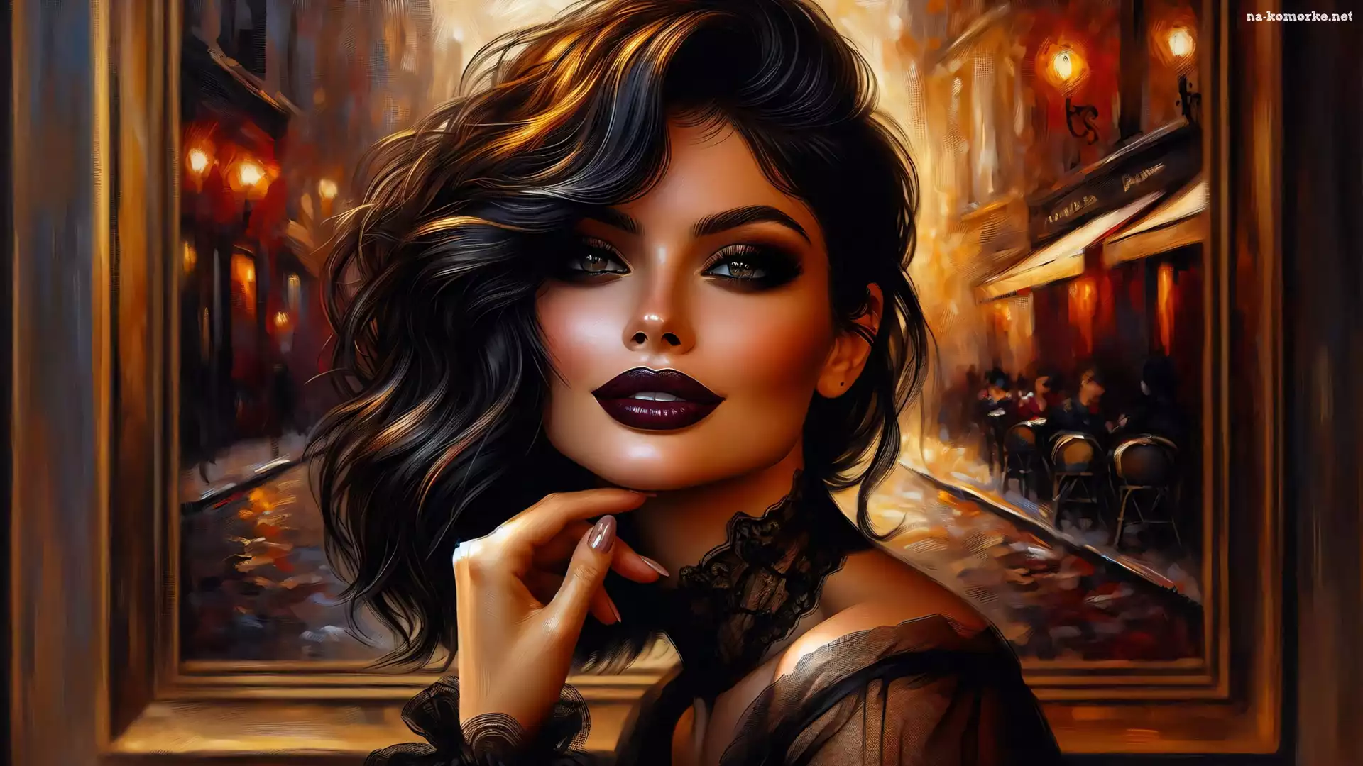 Portret, Grafika, Kobieta, Szatynka