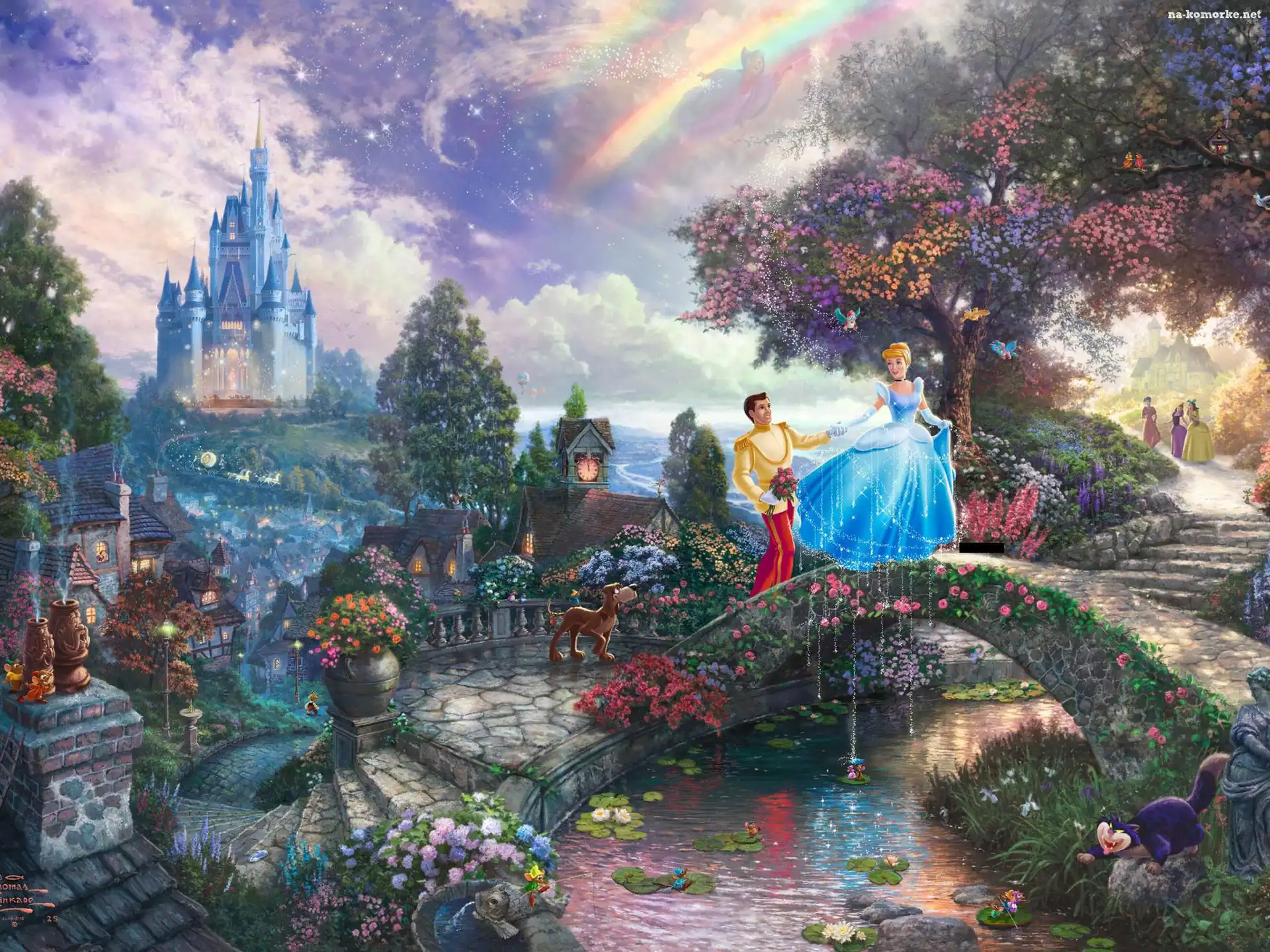 Cinderella, Thomas Kinkade, Reprodukcja, Tęcza, Kopciuszek, Las