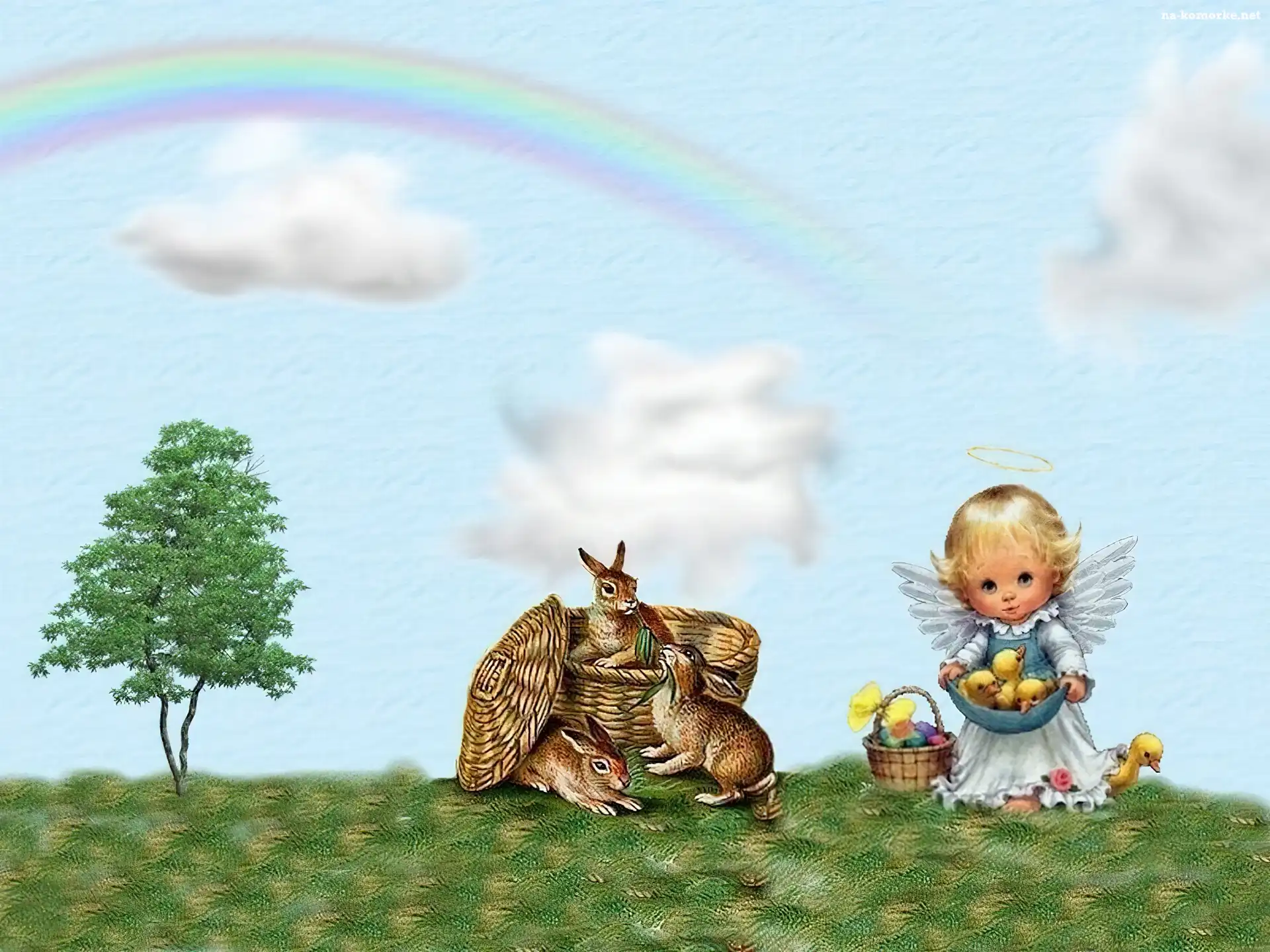 Wielkanoc, Tęcza, aniołek