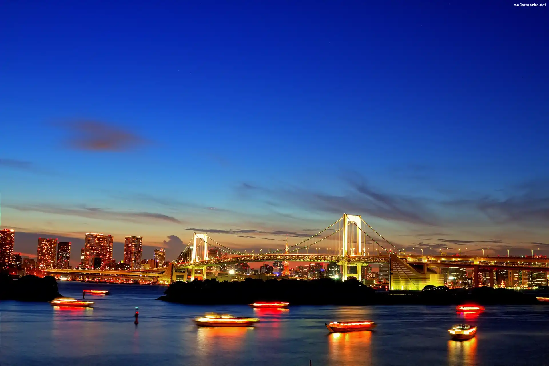 Japonia, Most Rainbow Bridge, Tokio, Zatoka Tokijska