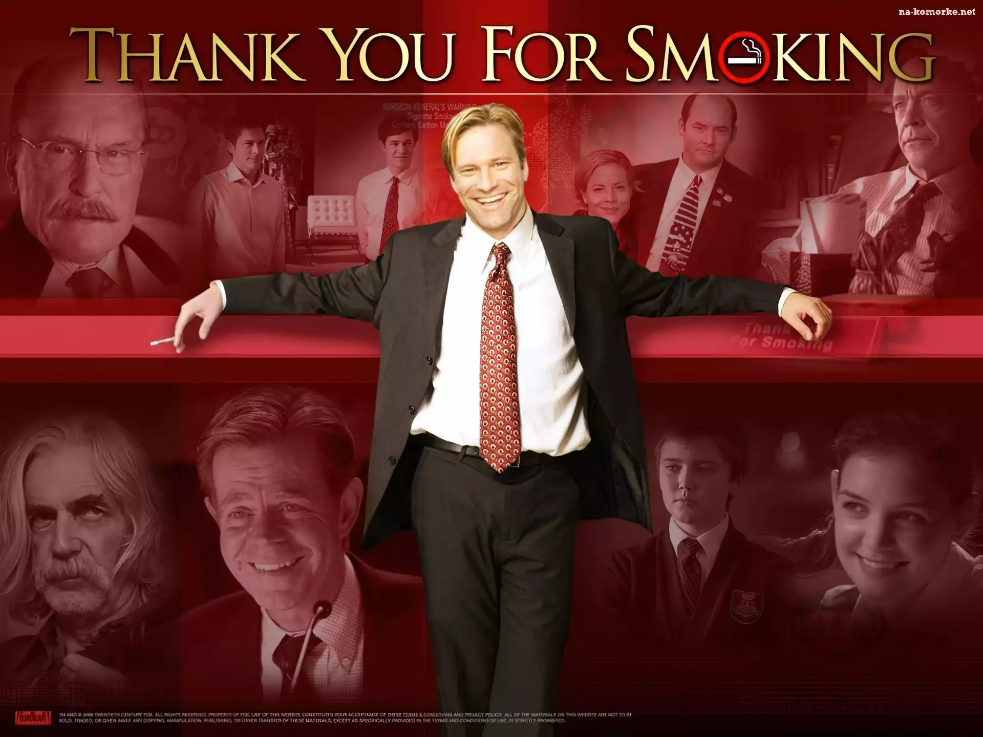 Thank You For Smoking, William H. Macy, Maria Bello, garnitur, Aaron Eckhart, Katie Holmes, Cameron Bright, Sam Elliott