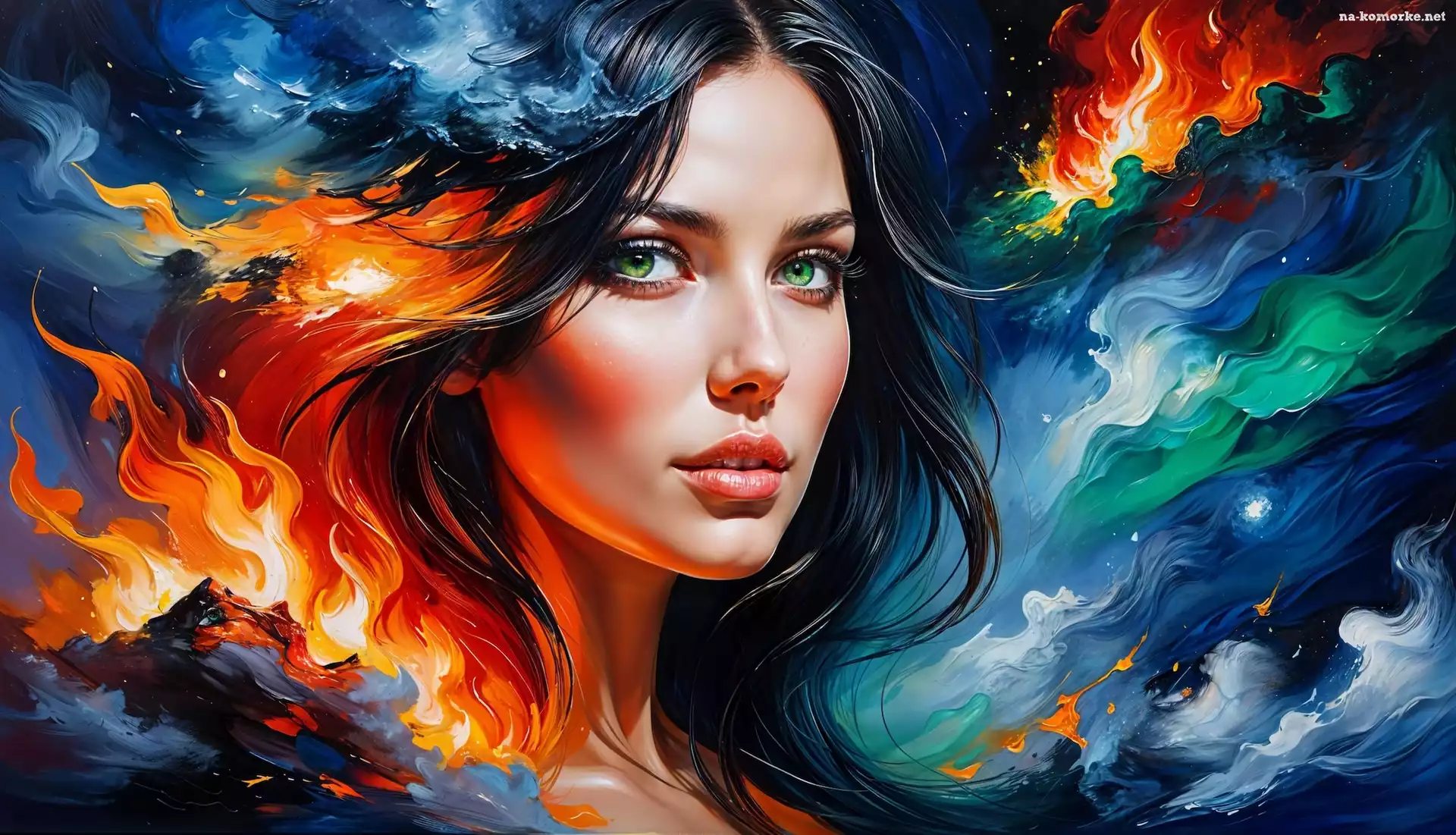 Kolorowe, Kobieta, Portret, Tło, Grafika, Twarz