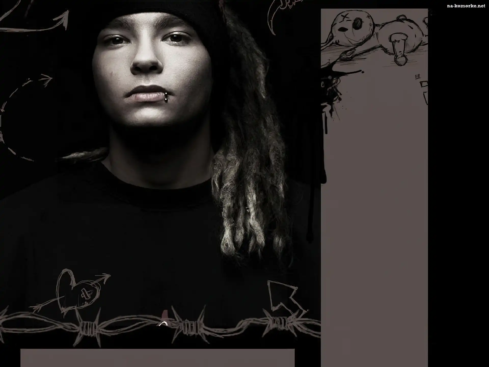 Tokio Hotel, włosy , kolczyk