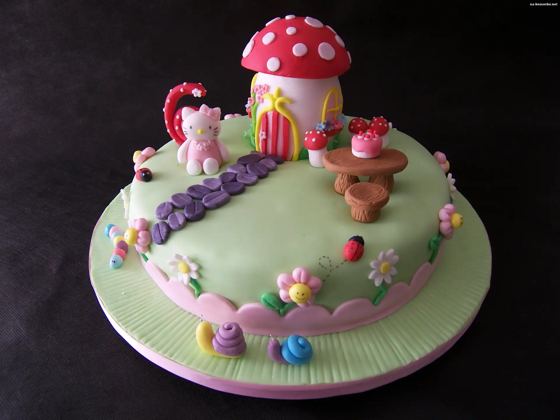 tort, hello kitty, słodycze, muchomorek