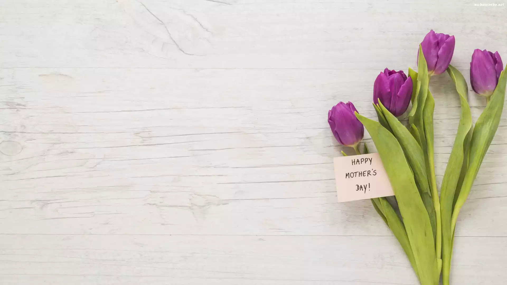 Tulipany, Dzień Matki, Karteczka, Napis