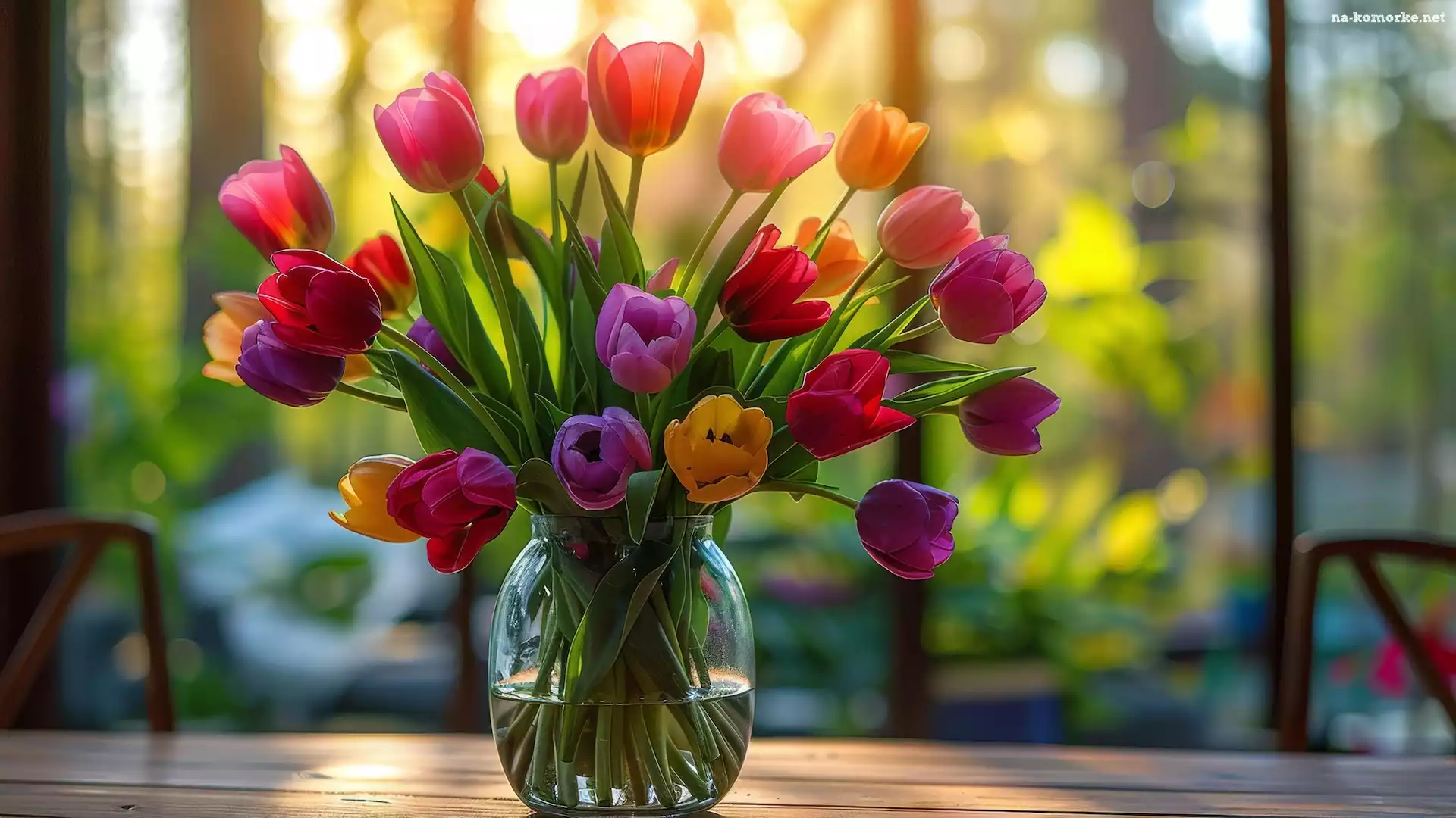 Kolorowe, Wazon, Kwiaty, Tulipany