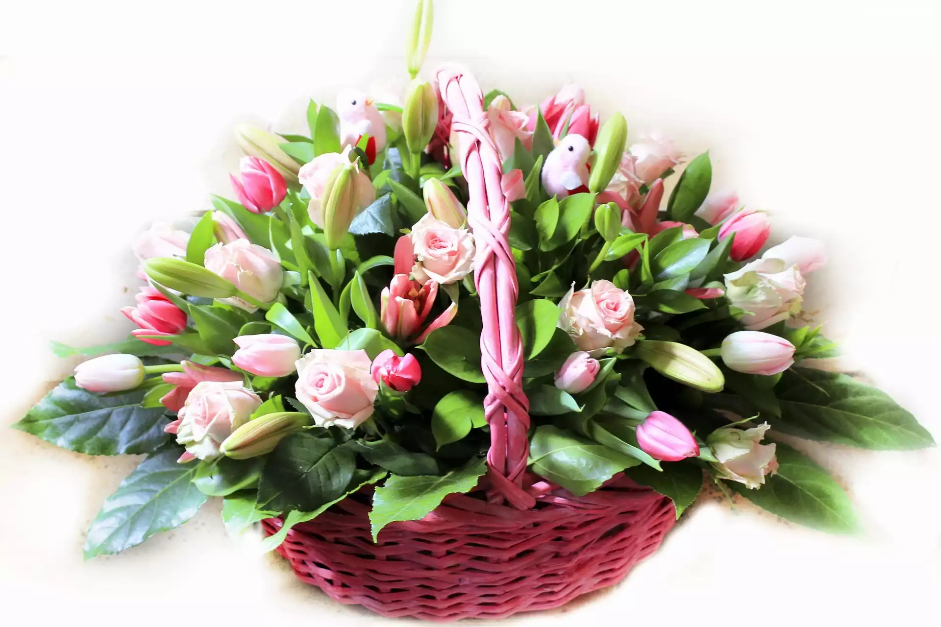 Koszyk, Tulipany, Róże