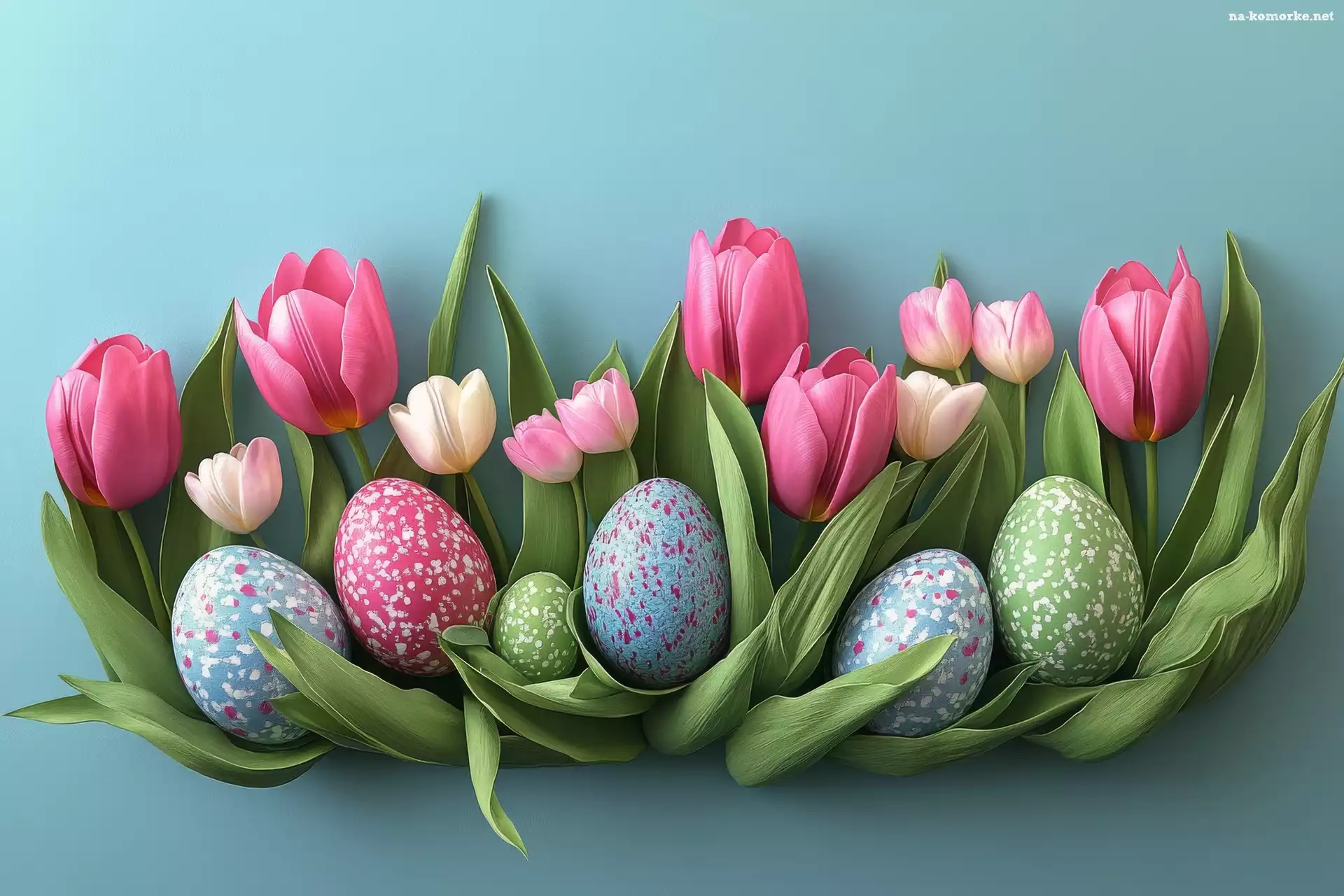 Liście, Pisanki, Wielkanoc, Tulipany