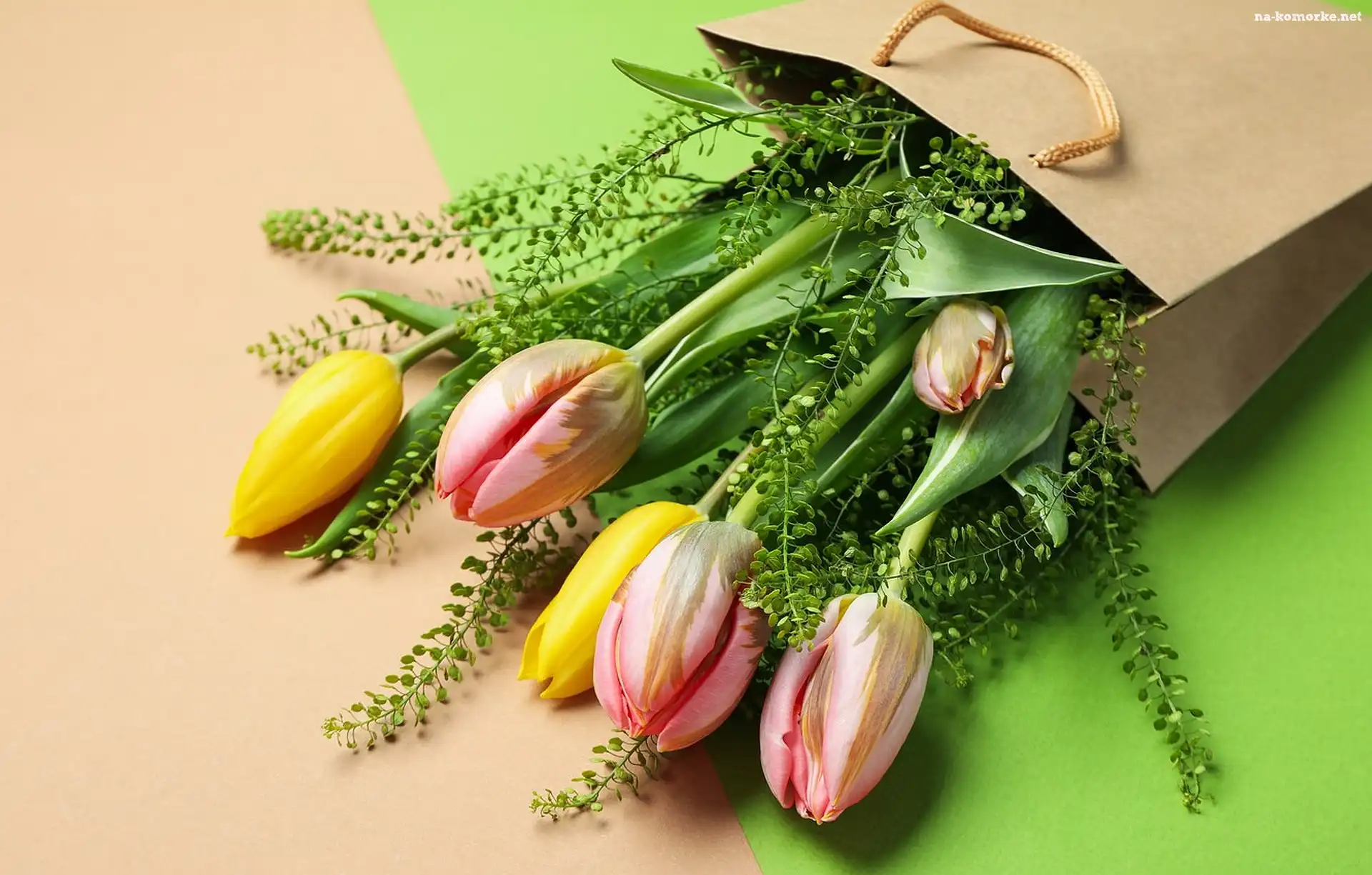 Papierowa, Torba, Kwiaty, Tulipany